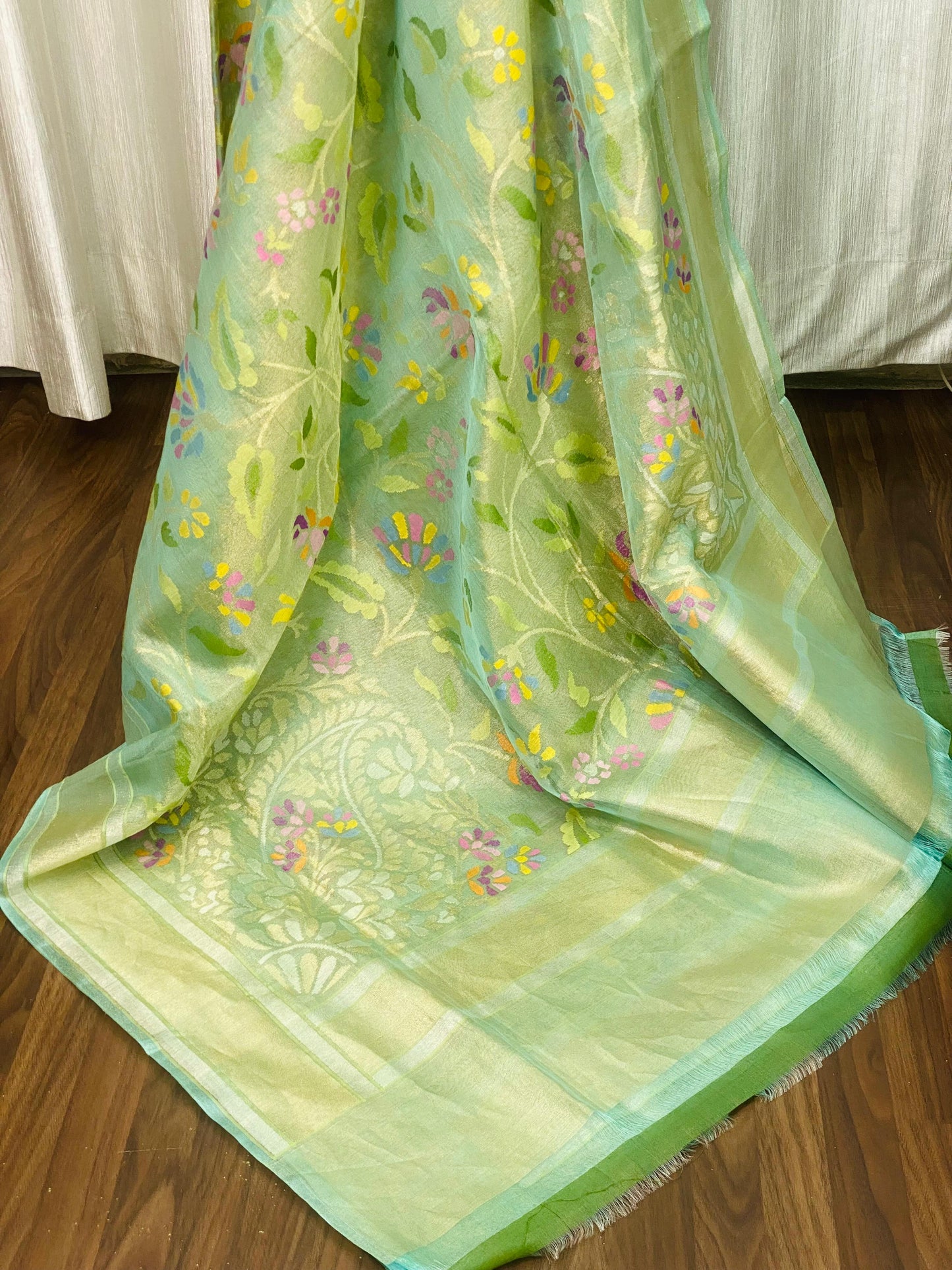 Pure Jamdani Handloom Saree Mint Green (Jamdaniya)