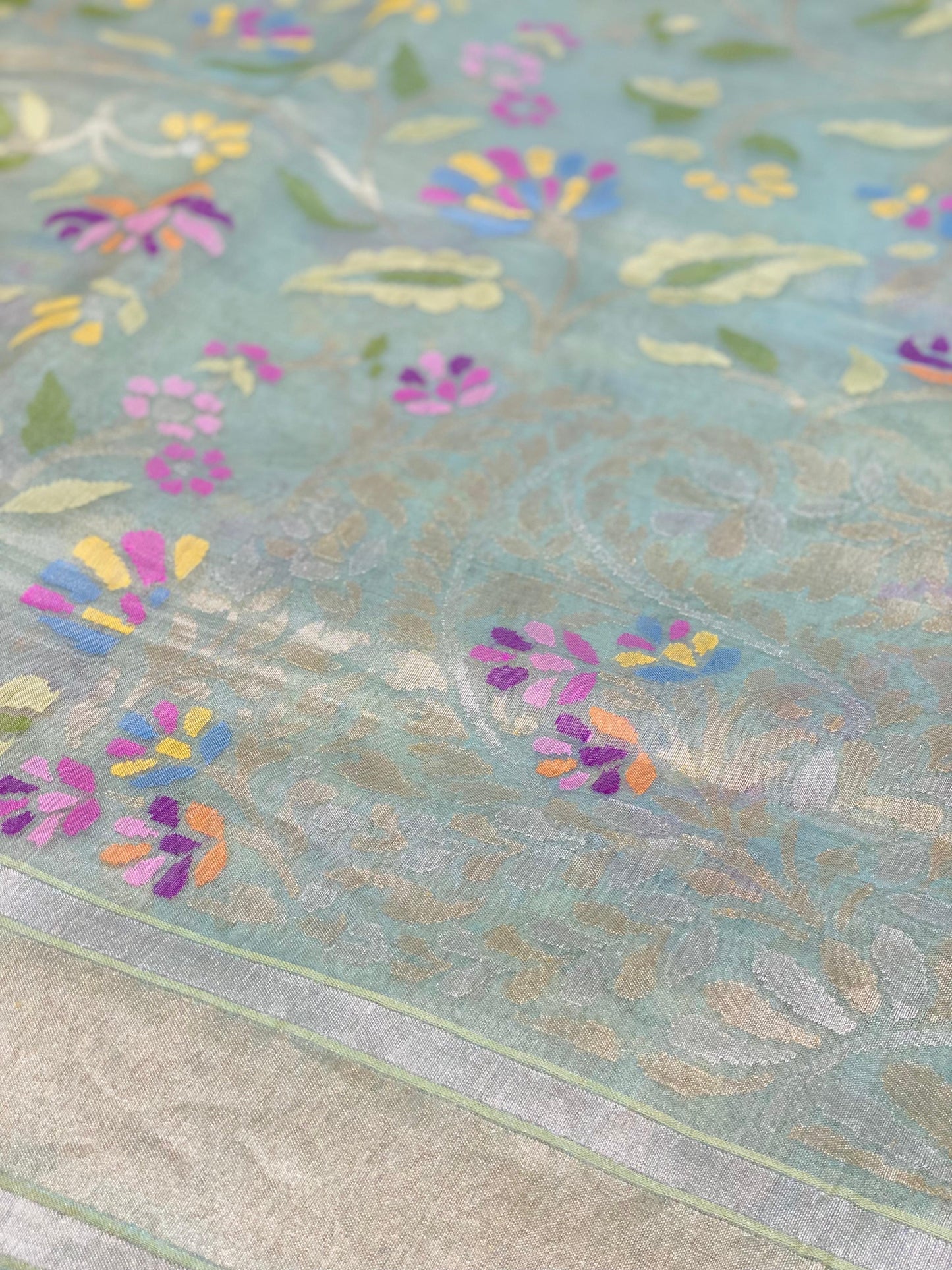 Pure Jamdani Handloom Saree Mint Green (Jamdaniya)