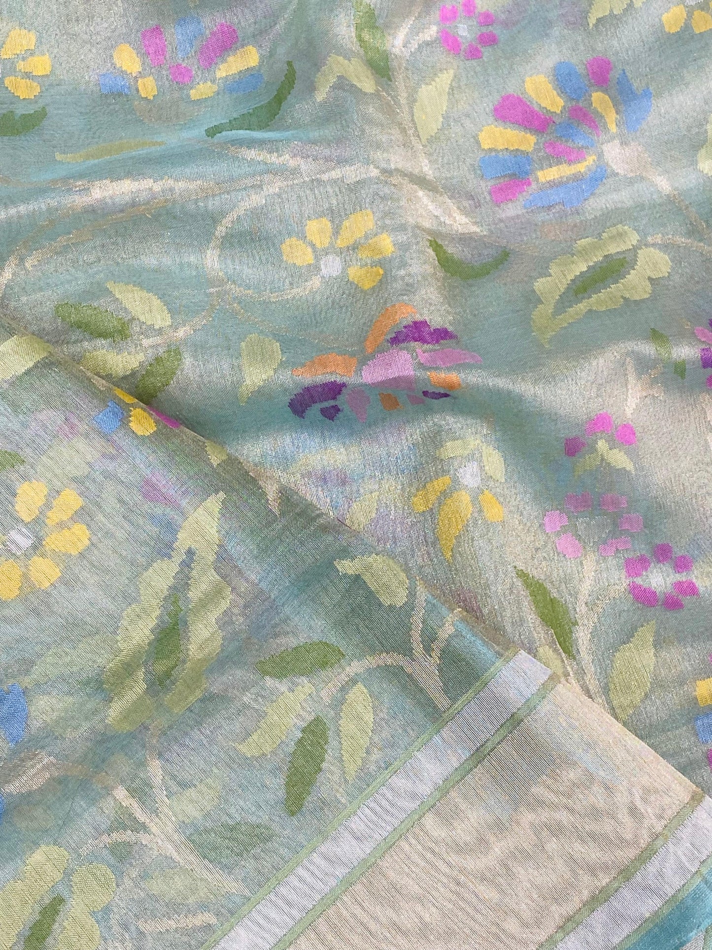 Pure Jamdani Handloom Saree Mint Green (Jamdaniya)