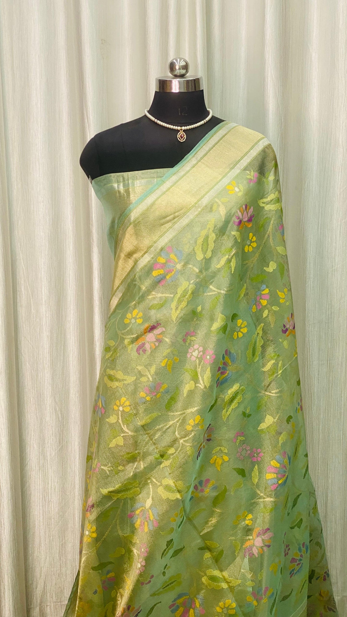 Pure Jamdani Handloom Saree Mint Green (Jamdaniya)