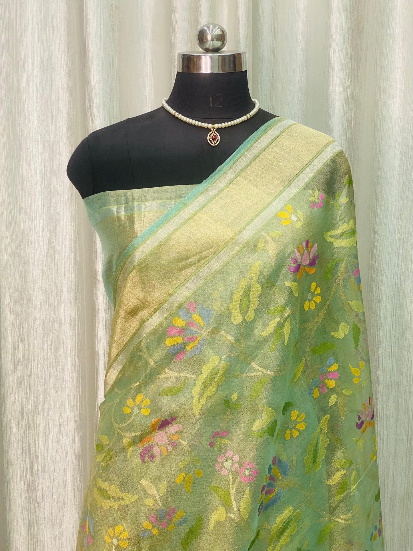 Pure Jamdani Handloom Saree Mint Green (Jamdaniya)