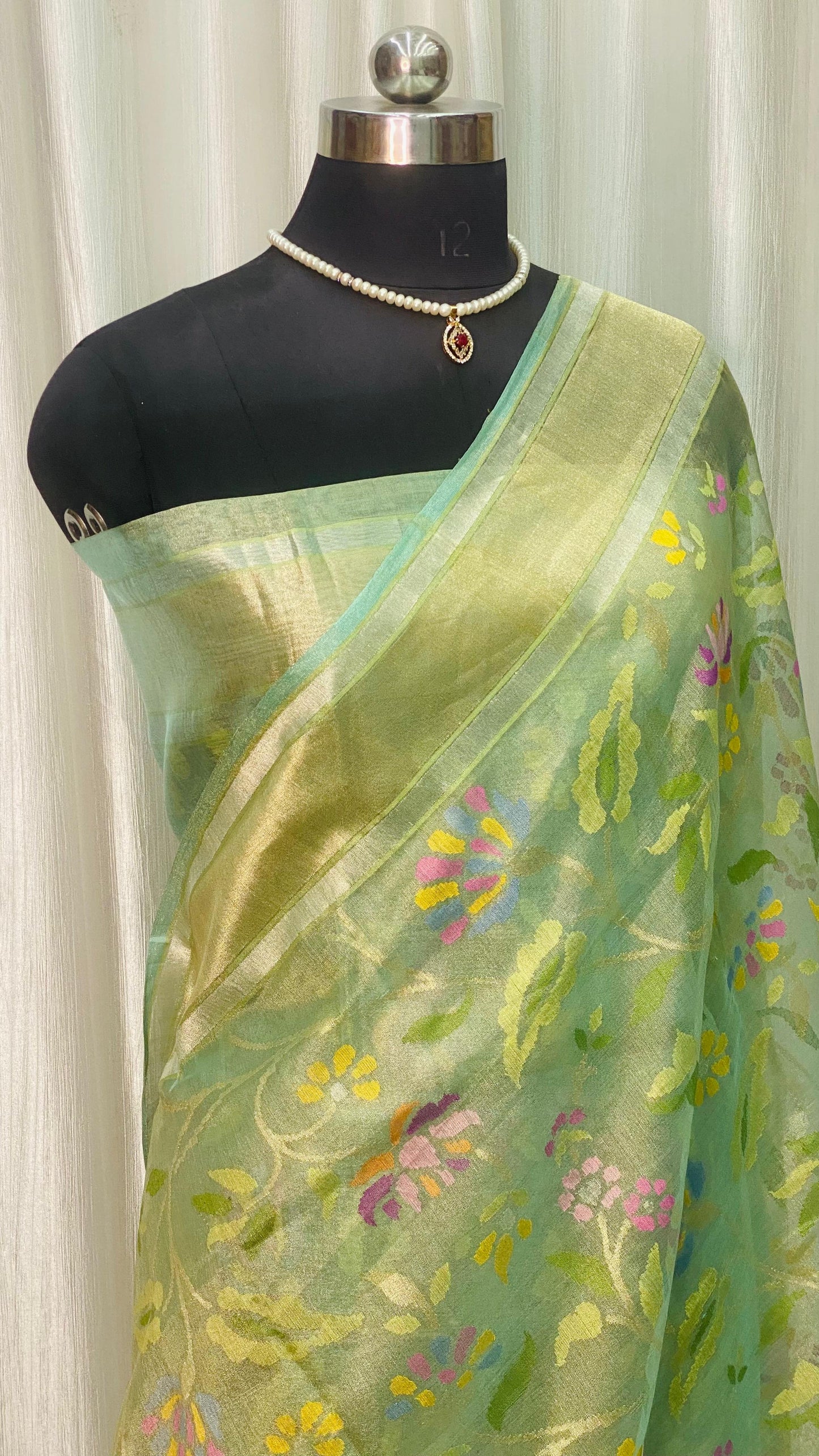 Pure Jamdani Handloom Saree Mint Green (Jamdaniya)