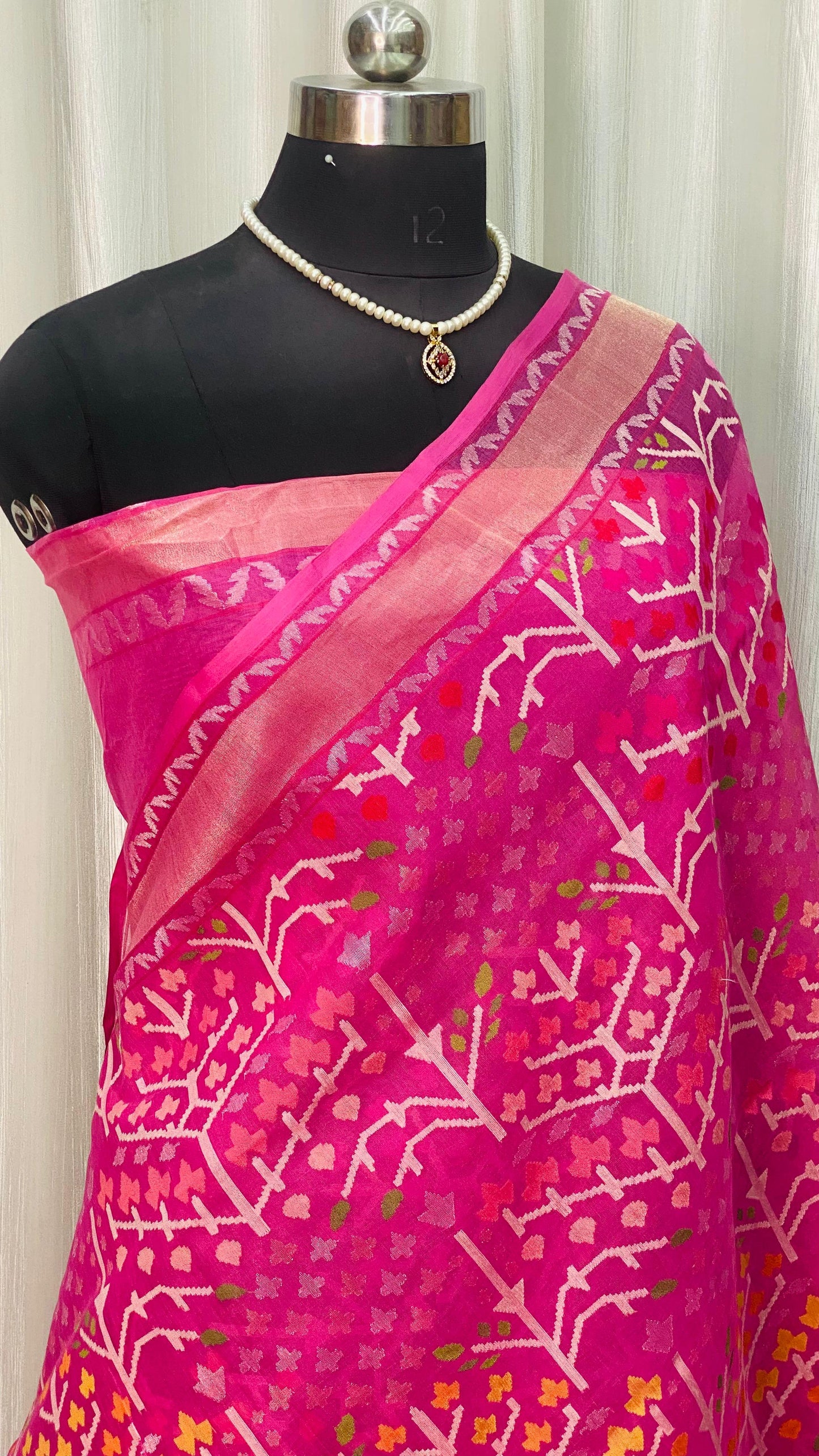 Pure Jamdani Handloom Saree Pink (Jamdaniya)