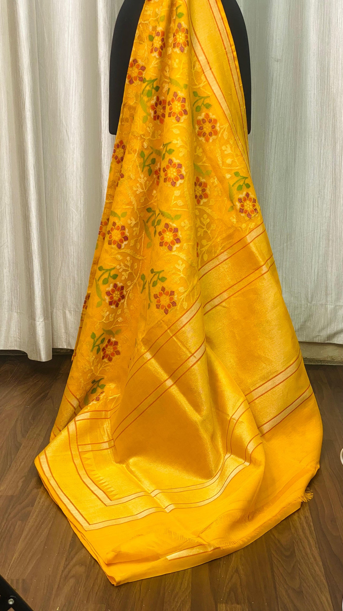 Pure Jamdani Handloom Saree Yellow (Jamdaniya)