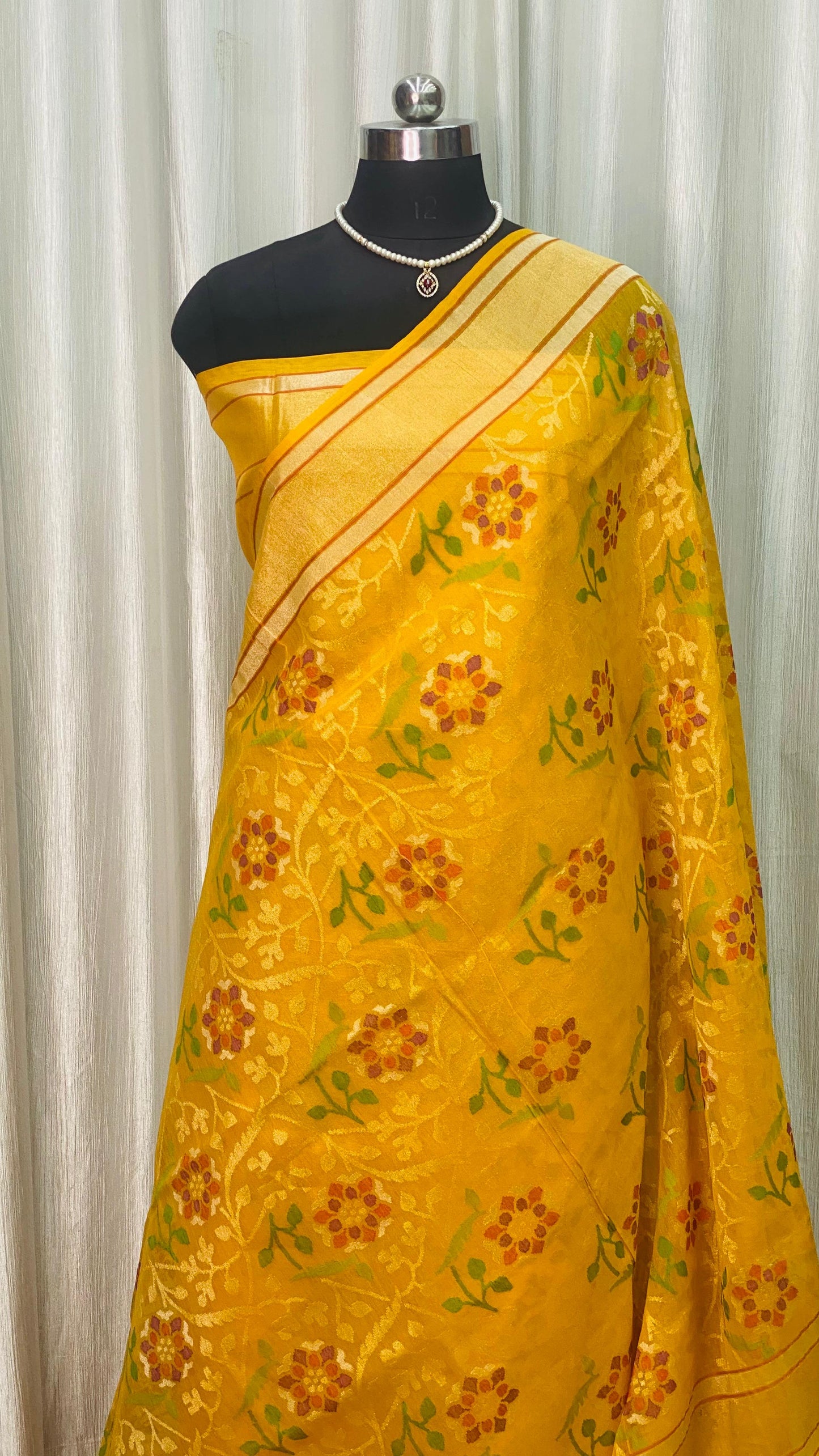 Pure Jamdani Handloom Saree Yellow (Jamdaniya)
