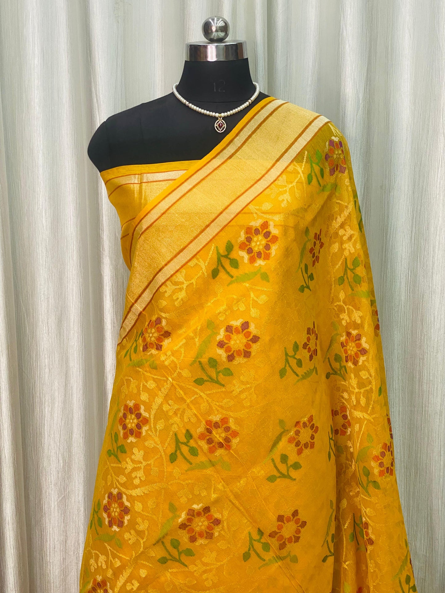Pure Jamdani Handloom Saree Yellow (Jamdaniya)