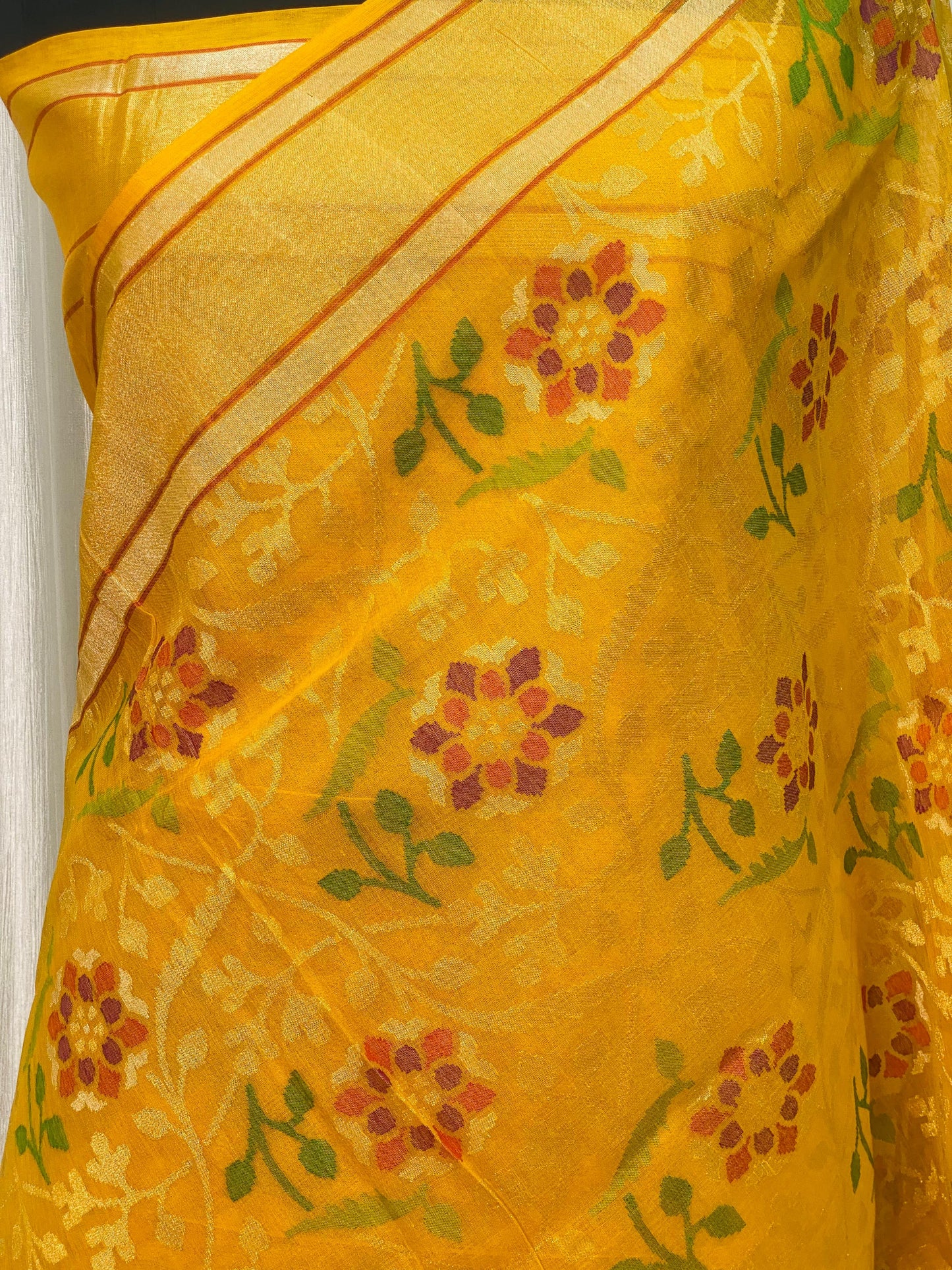 Pure Jamdani Handloom Saree Yellow (Jamdaniya)