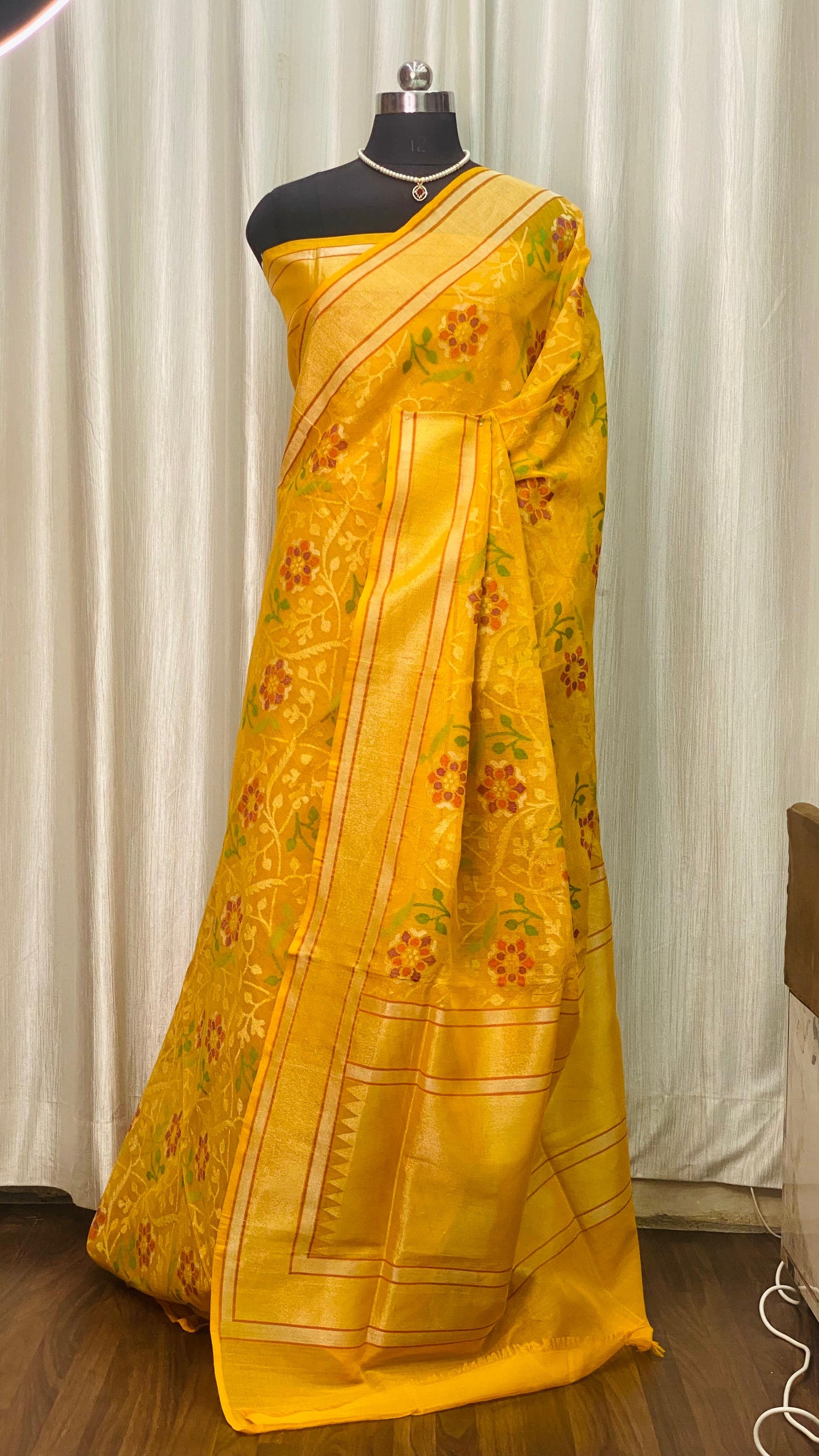 Pure Jamdani Handloom Saree Yellow (Jamdaniya)