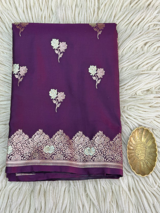 Banarasi Mashru Silk Saree Purple