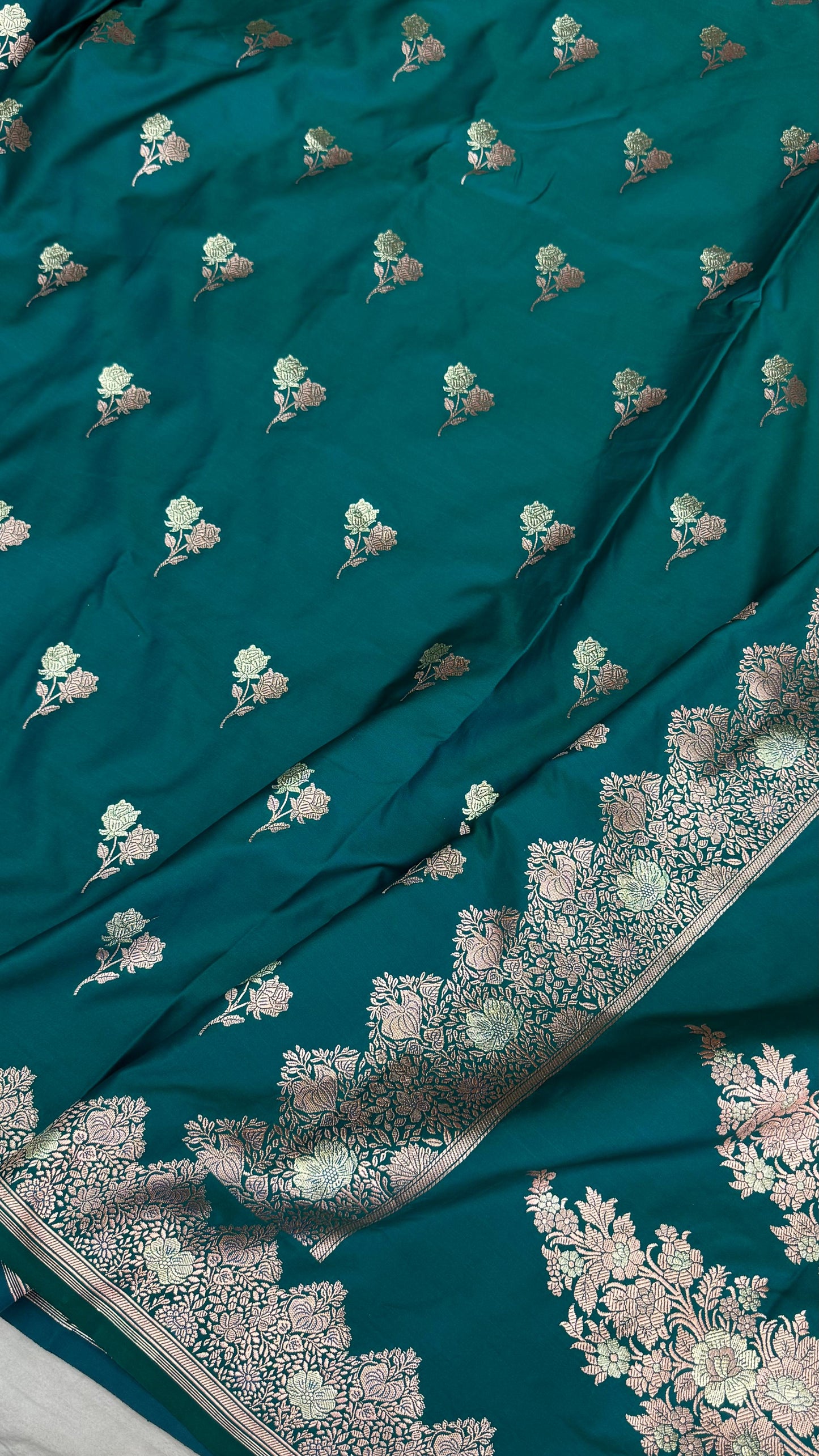 Banarasi Mashru Silk Saree Aqua Blue