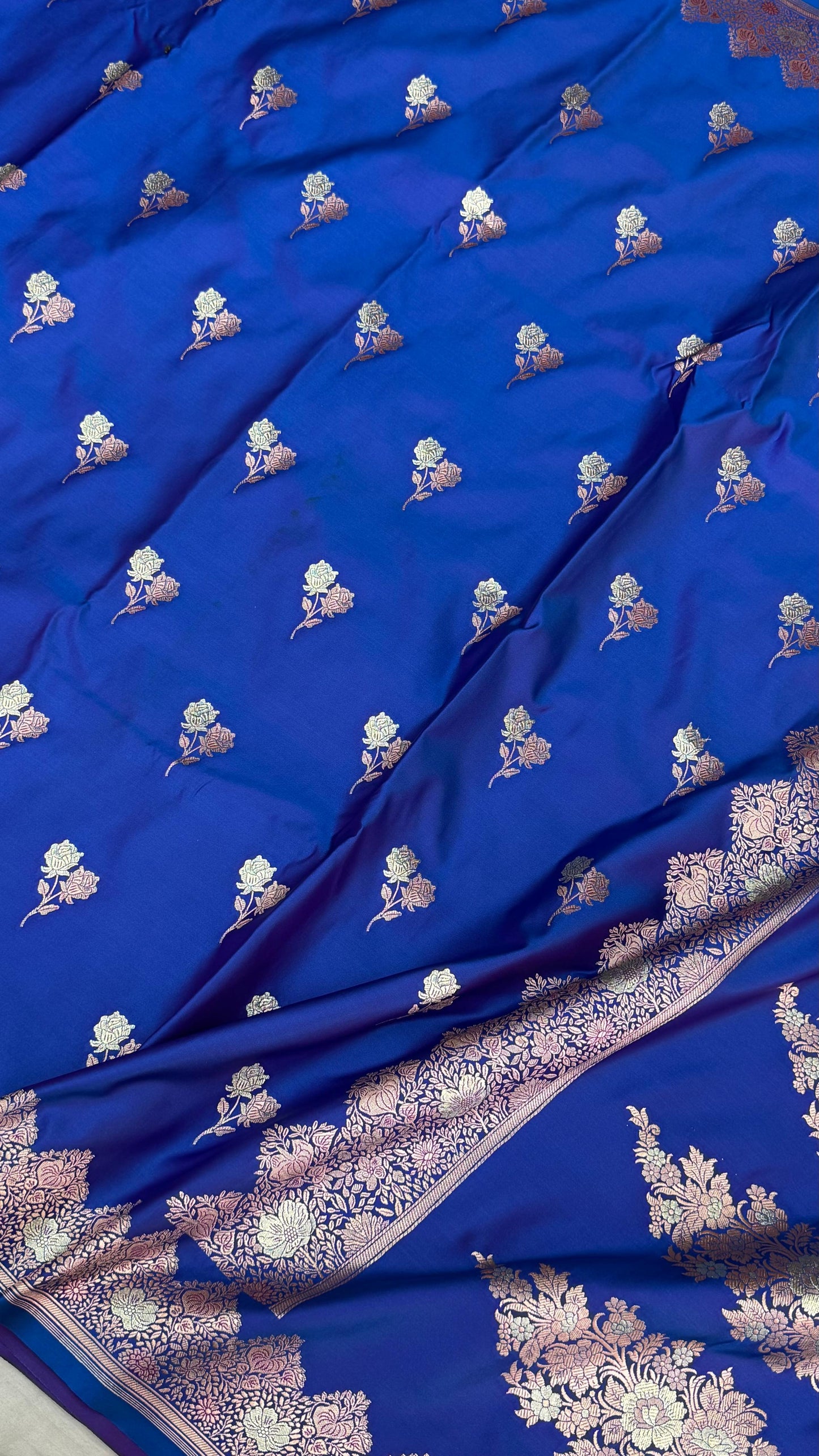 Banarasi Mashru Silk Saree Peacock Blue