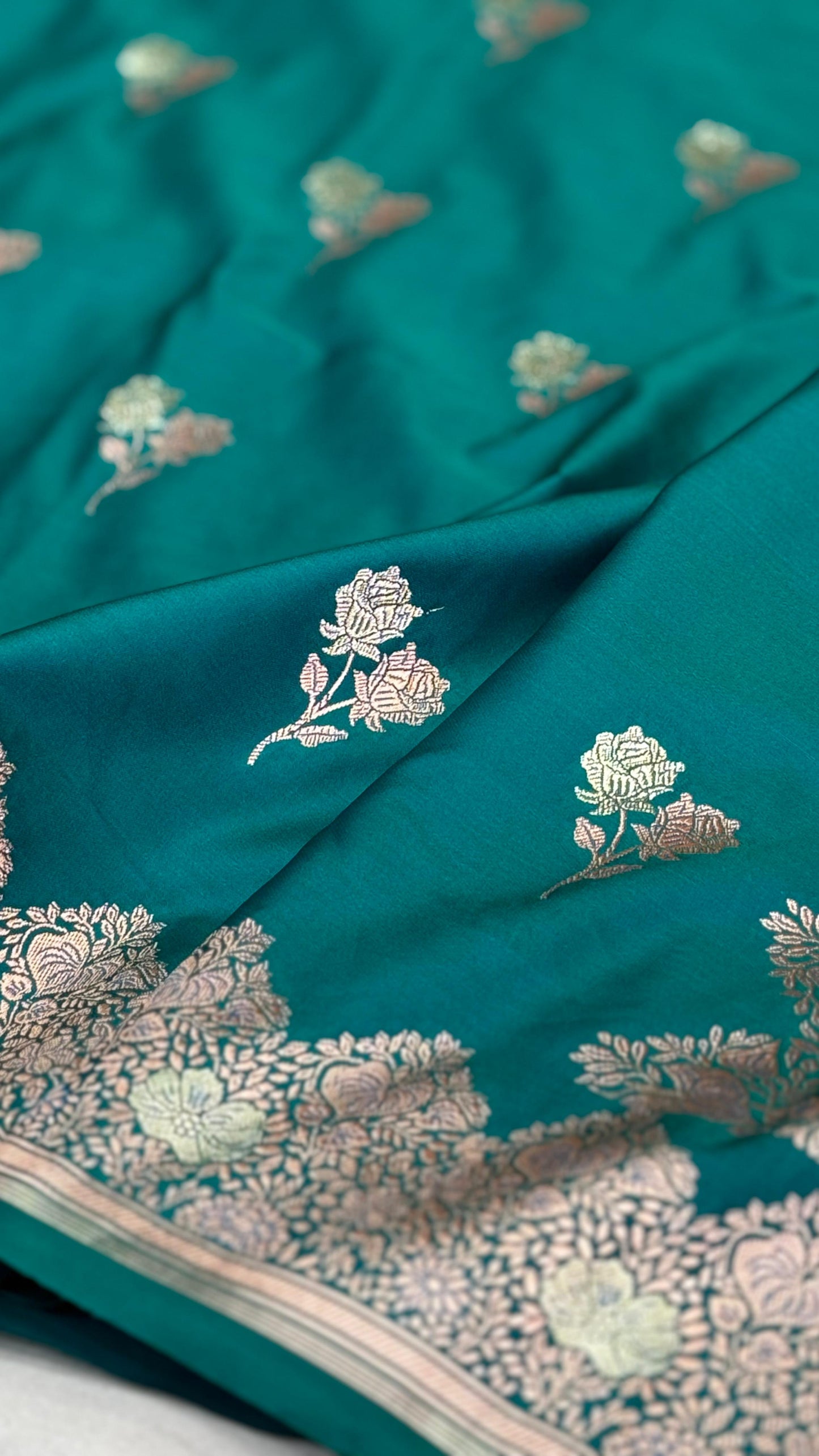 Banarasi Mashru Silk Saree Aqua Blue