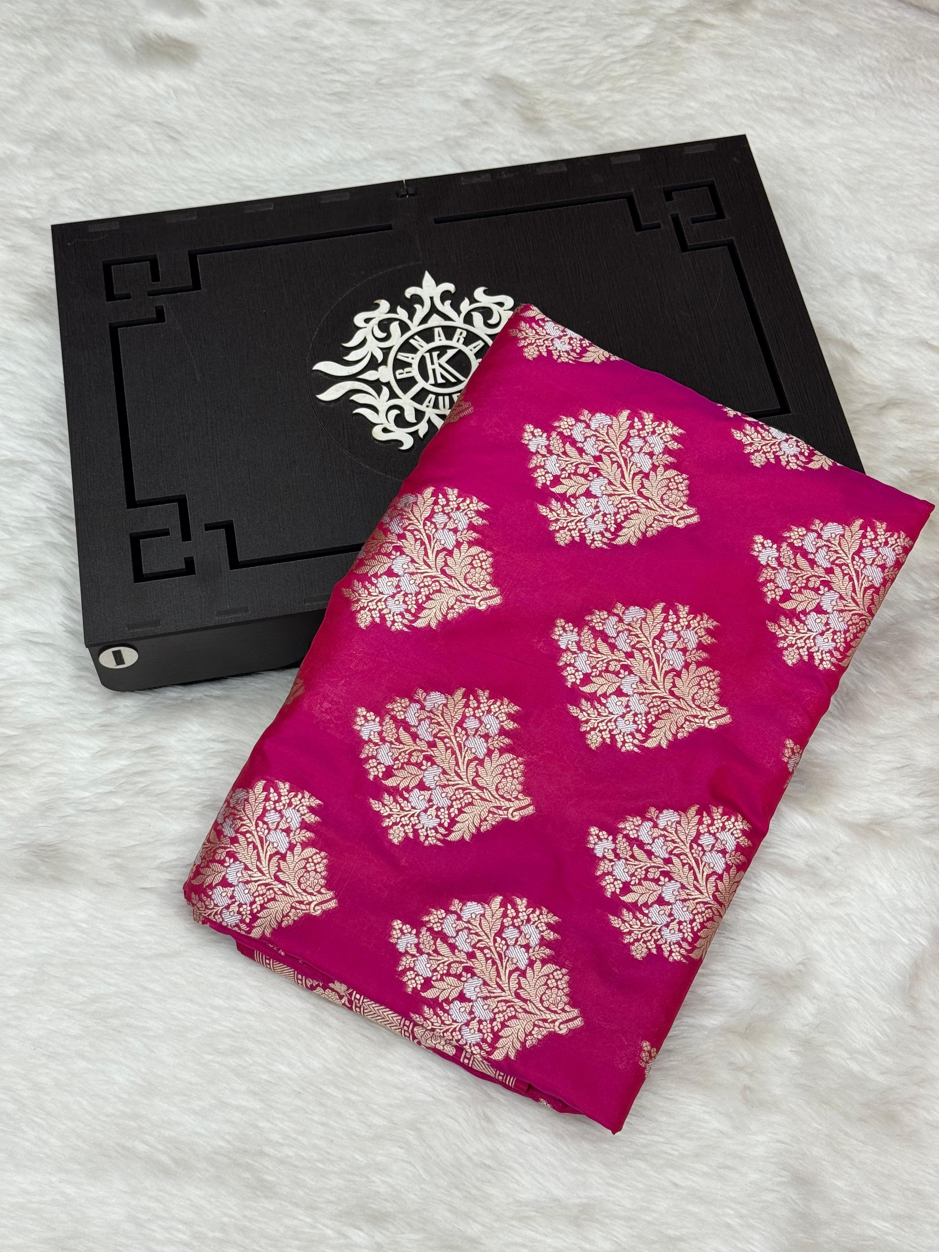 Pure Handloom Katan Silk Kadhua Alfi Boota Banarasi Saree