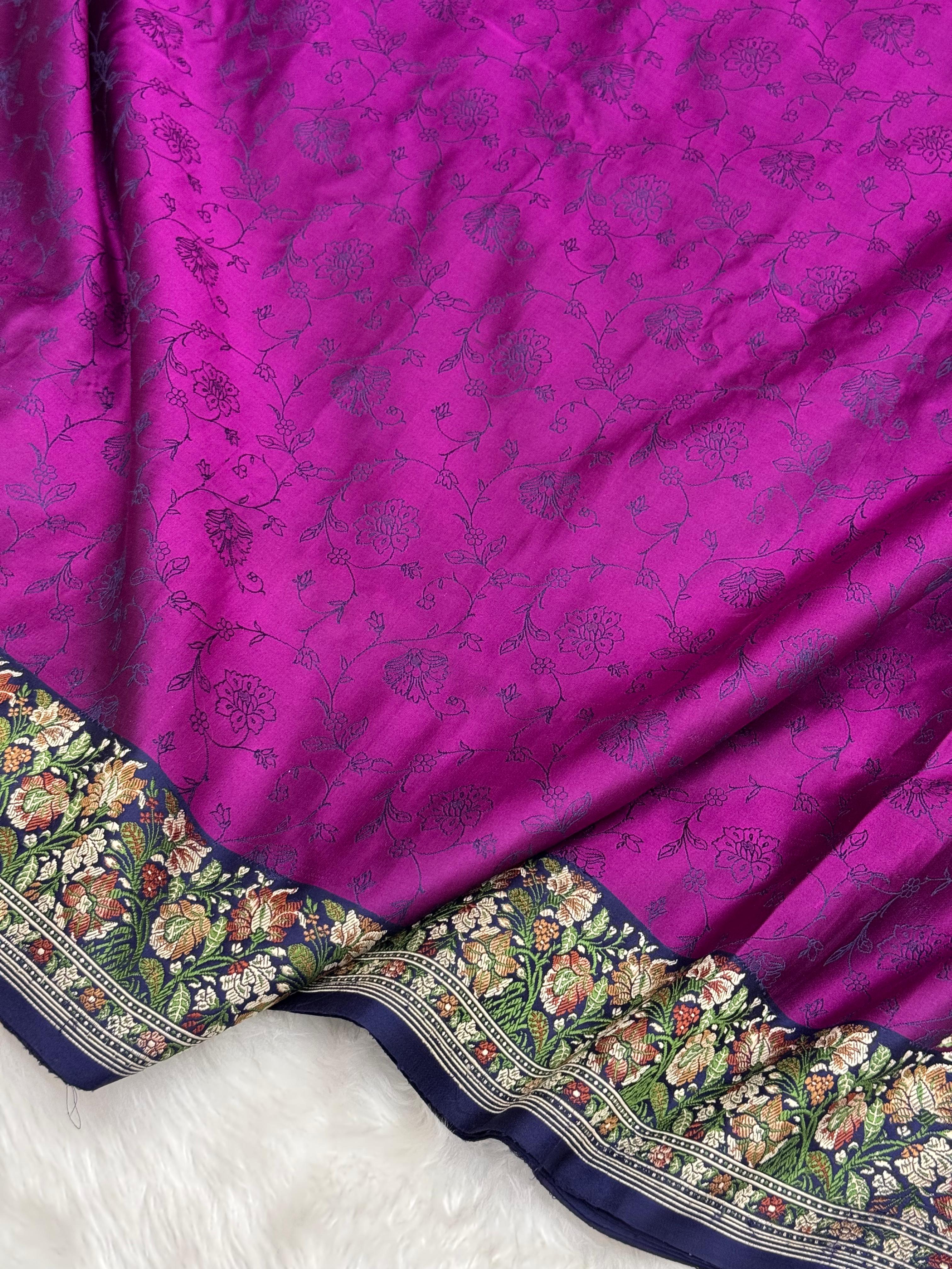 Pure Handloom Satin Silk Tanchui Banarasi Saree with Paithani Border