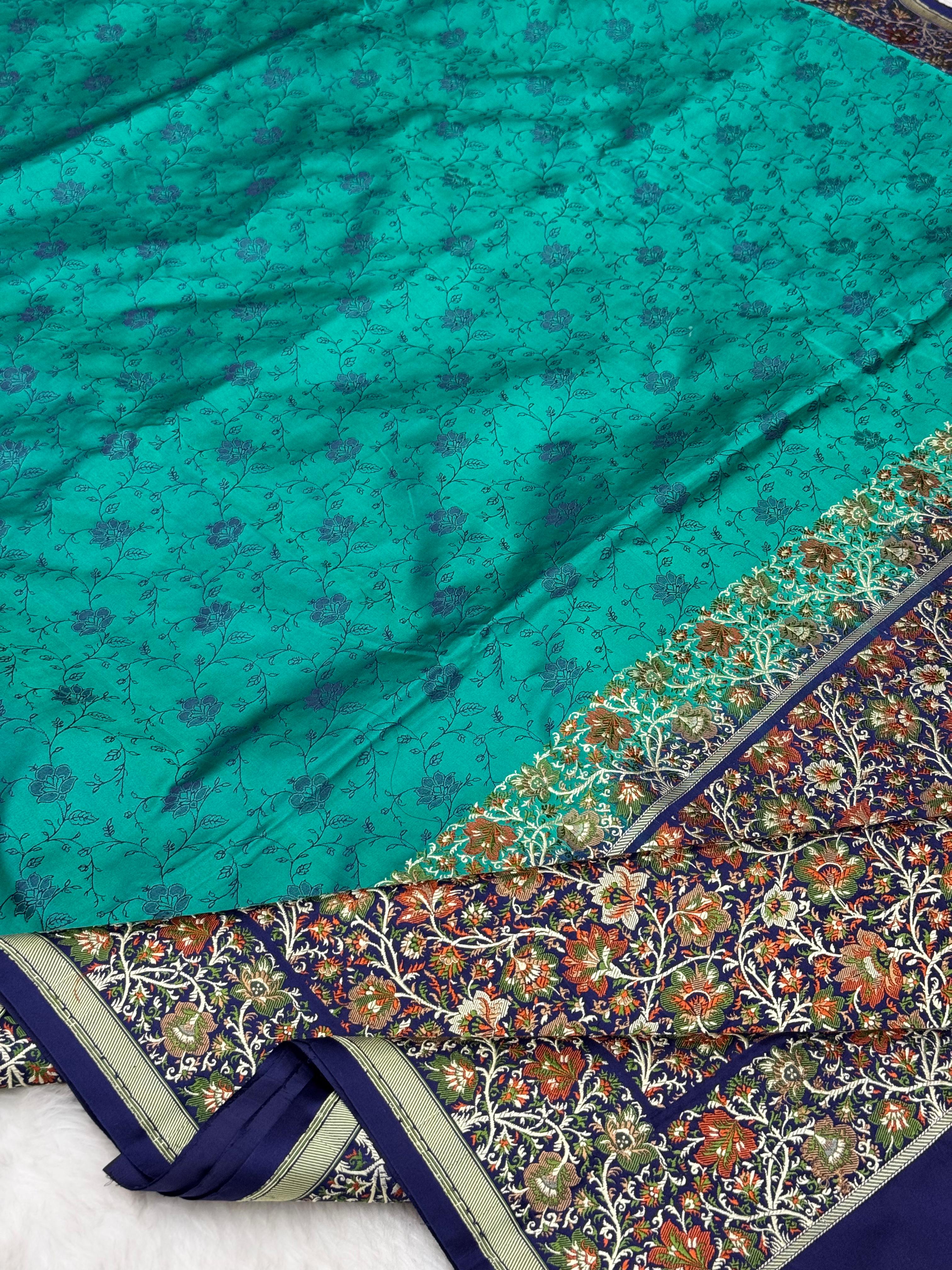 Pure Handloom Satin Silk Tanchui Banarasi Saree with Paithani Border