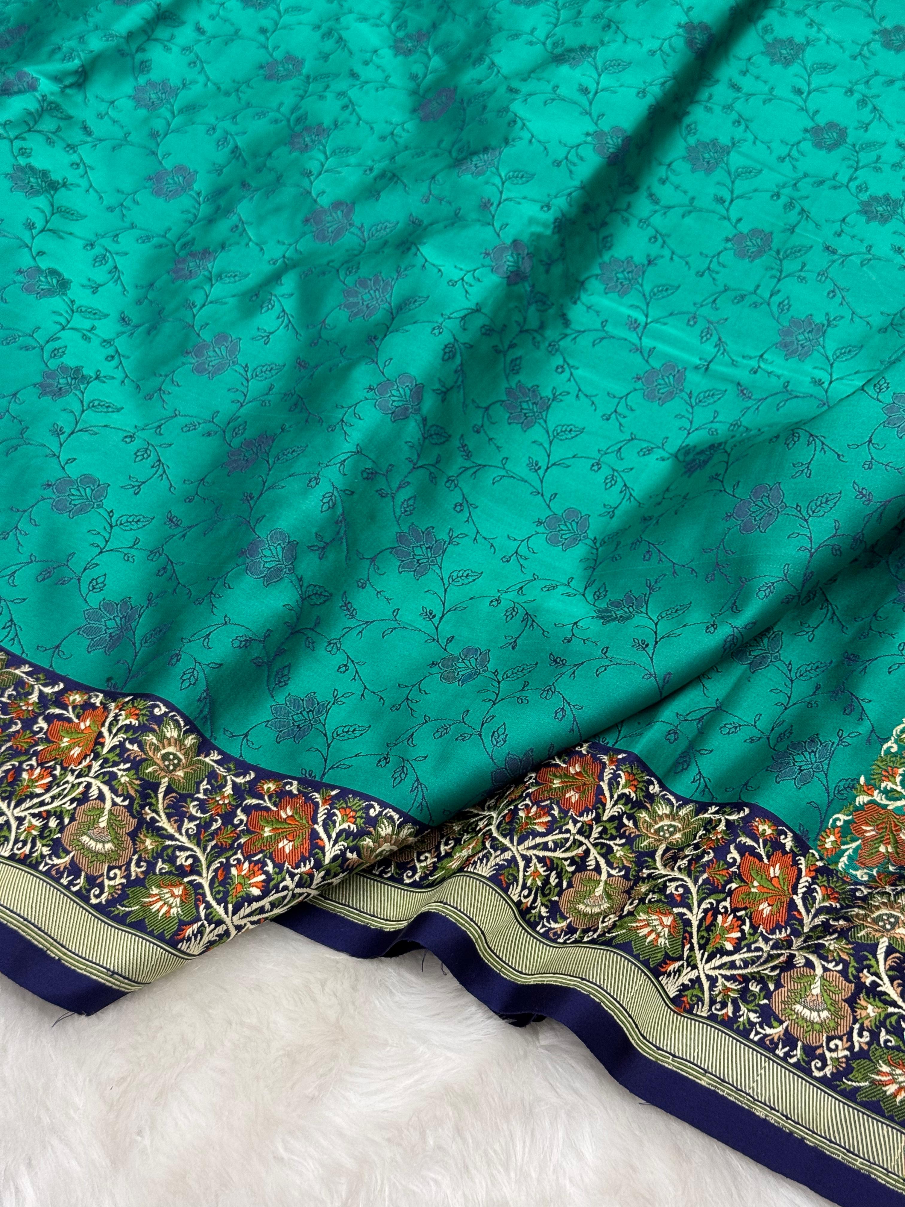 Pure Handloom Satin Silk Tanchui Banarasi Saree with Paithani Border