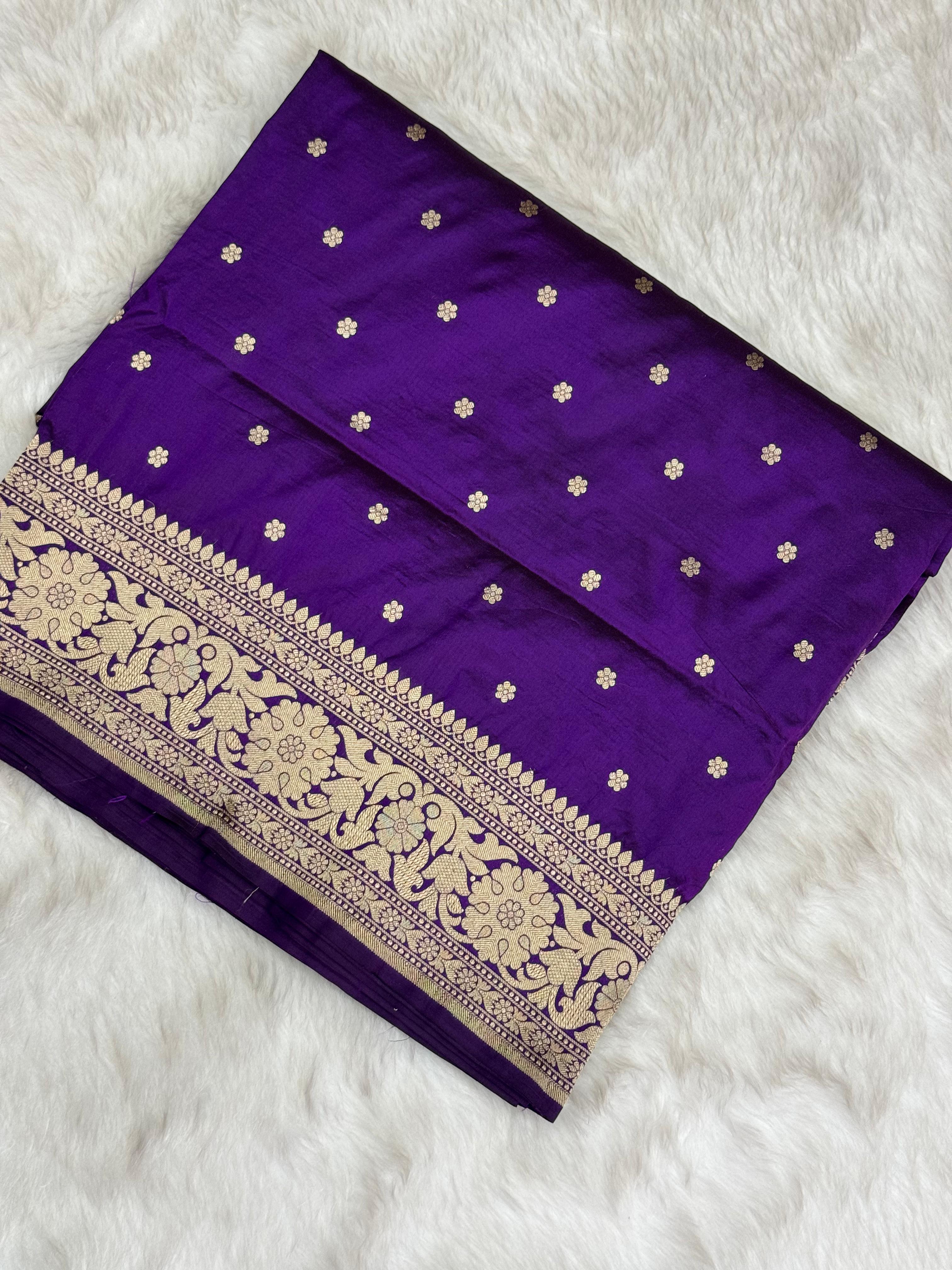 Pure Handloom Katan Silk Banarasi Saree – All Over Booti