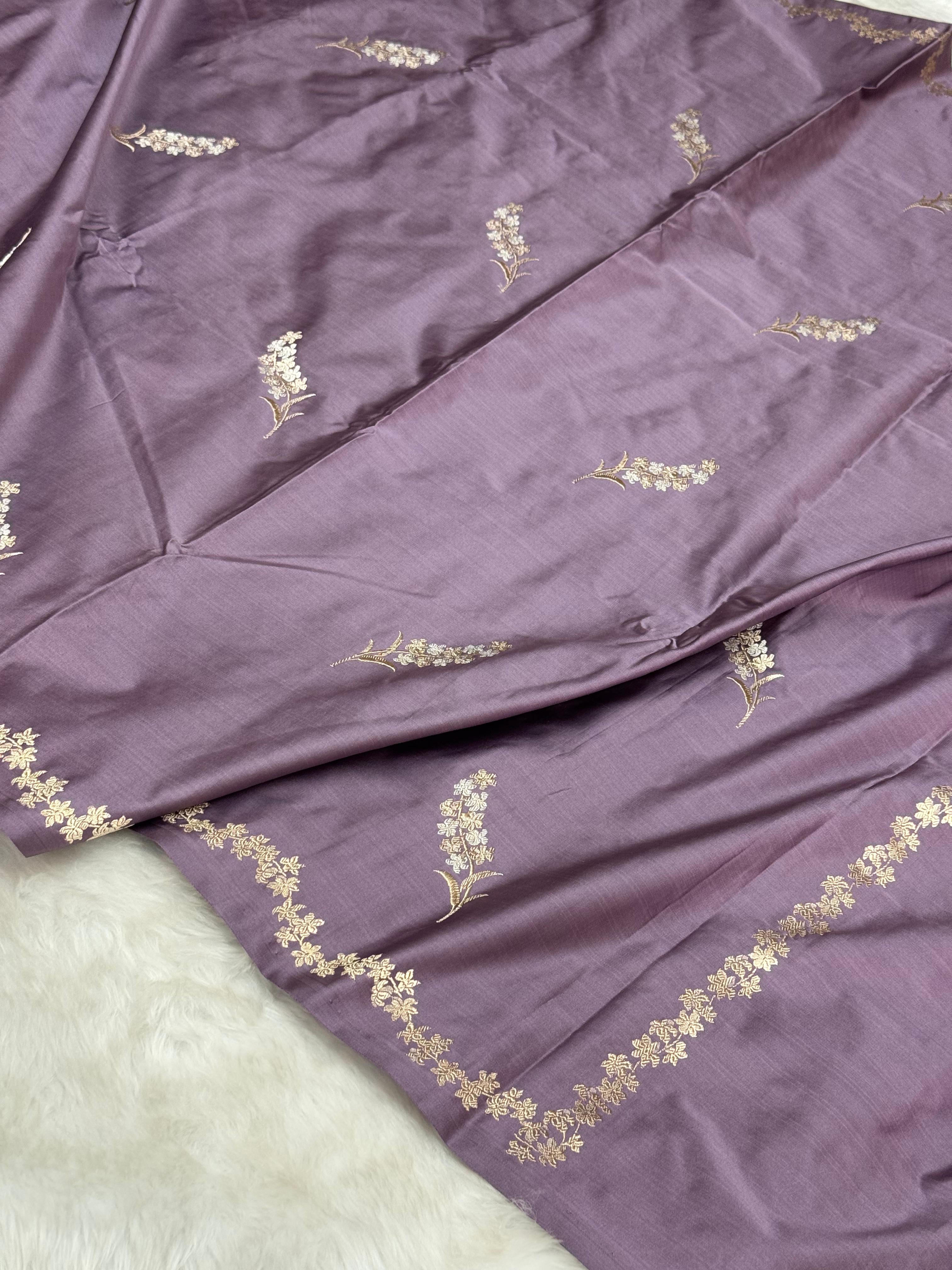 Pure Handloom Satin Silk Banarasi Saree with Flower Booti