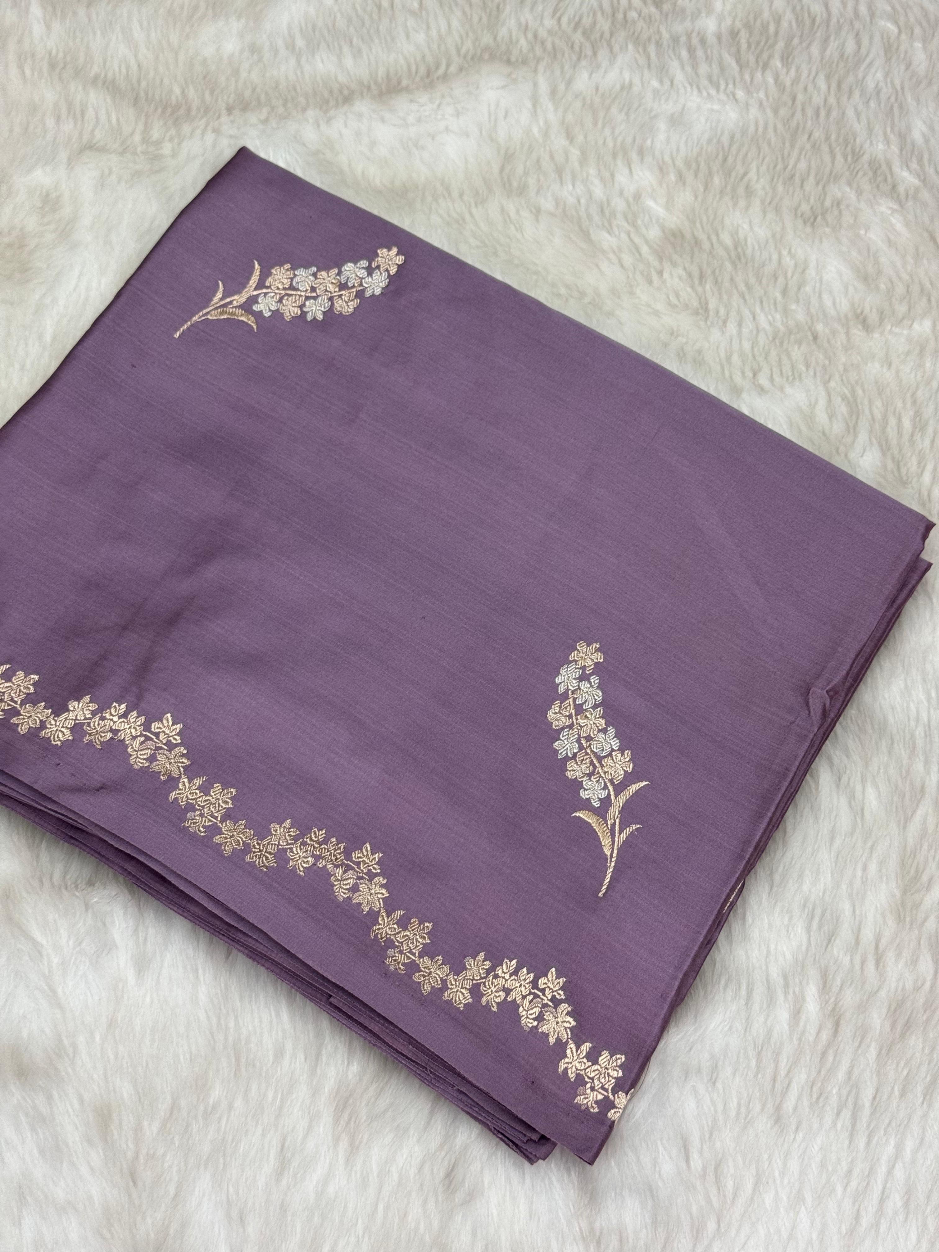 Pure Handloom Satin Silk Banarasi Saree with Flower Booti