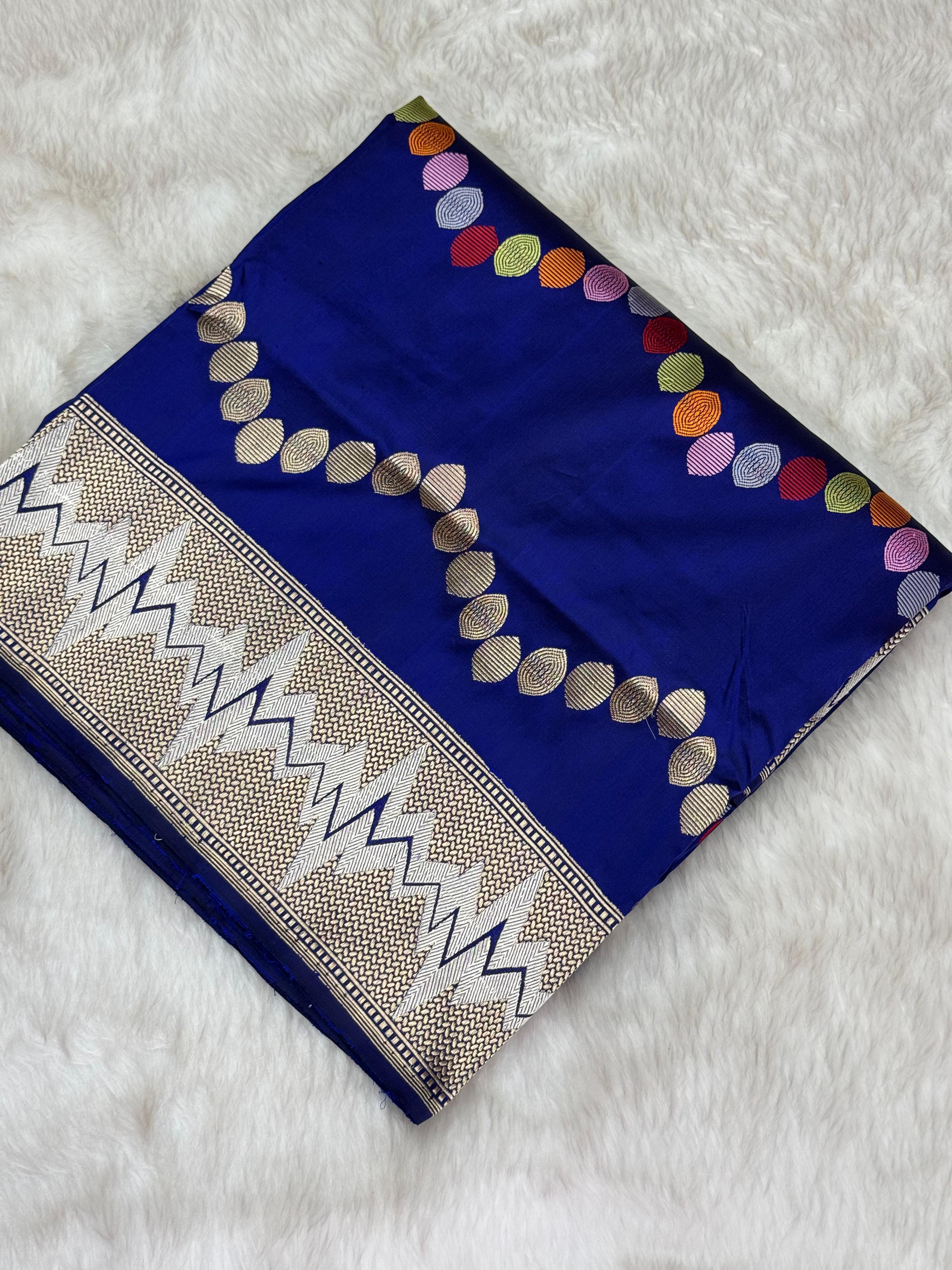 Pure Handloom Katan Silk Meenakari Pattern Banarasi Saree