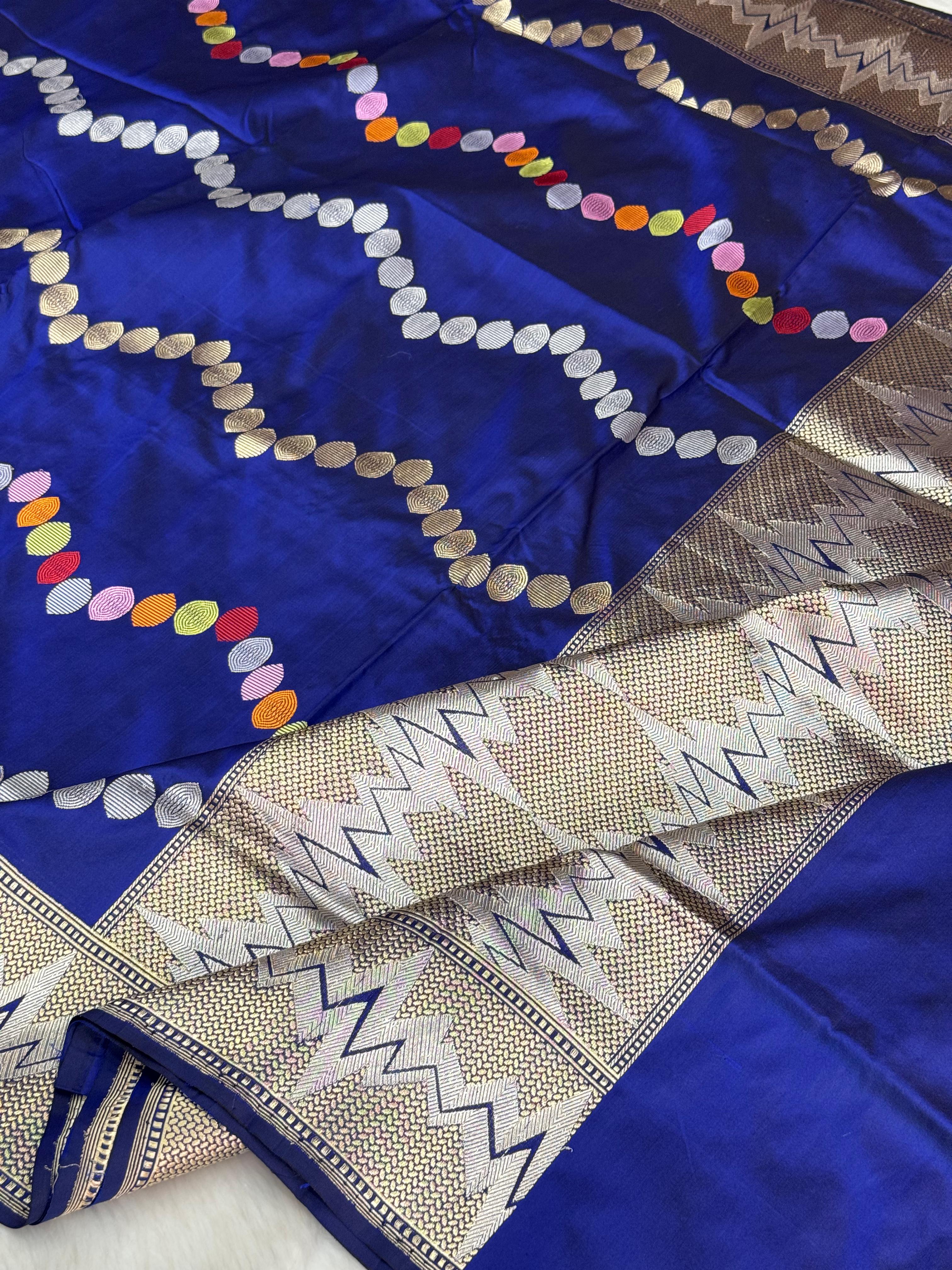 Pure Handloom Katan Silk Meenakari Pattern Banarasi Saree