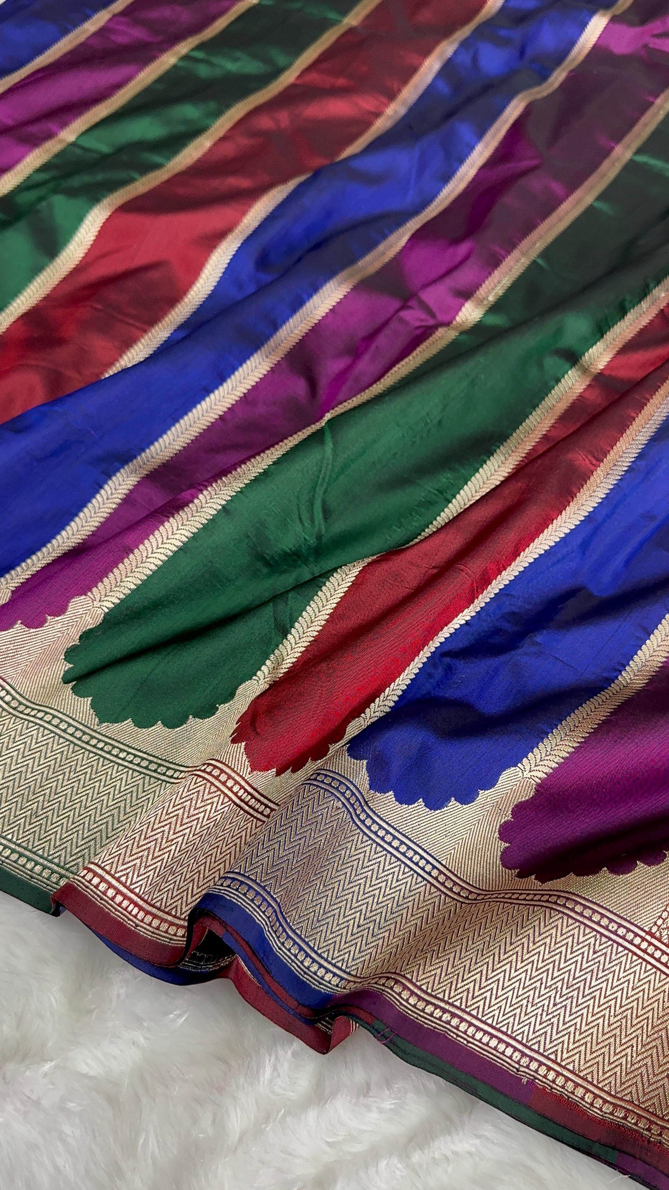 Pure Handloom Katan Silk Rangkaat Banarasi Saree