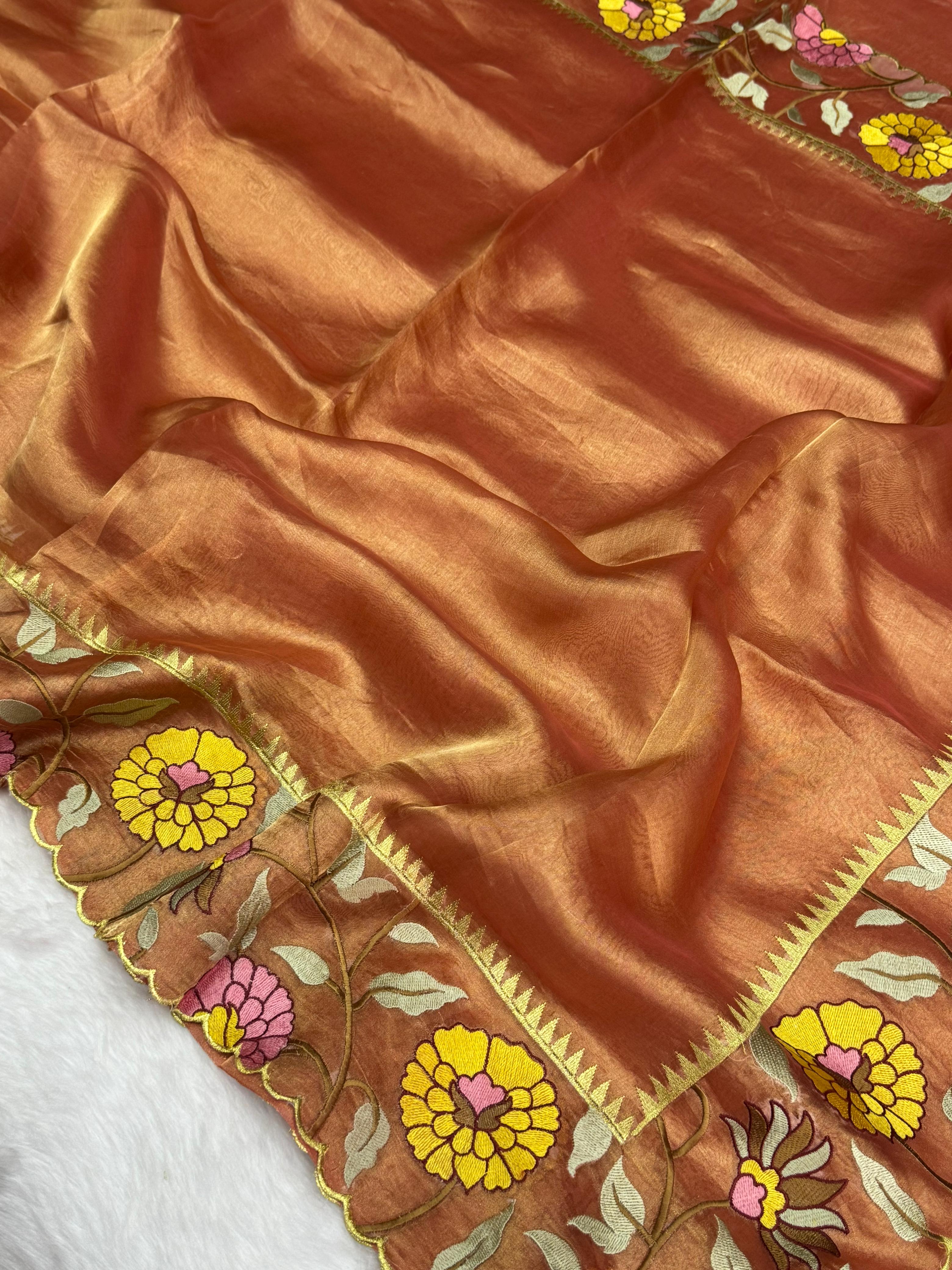 Pure Tissue Silk Banarasi Saree with Embroidery Work