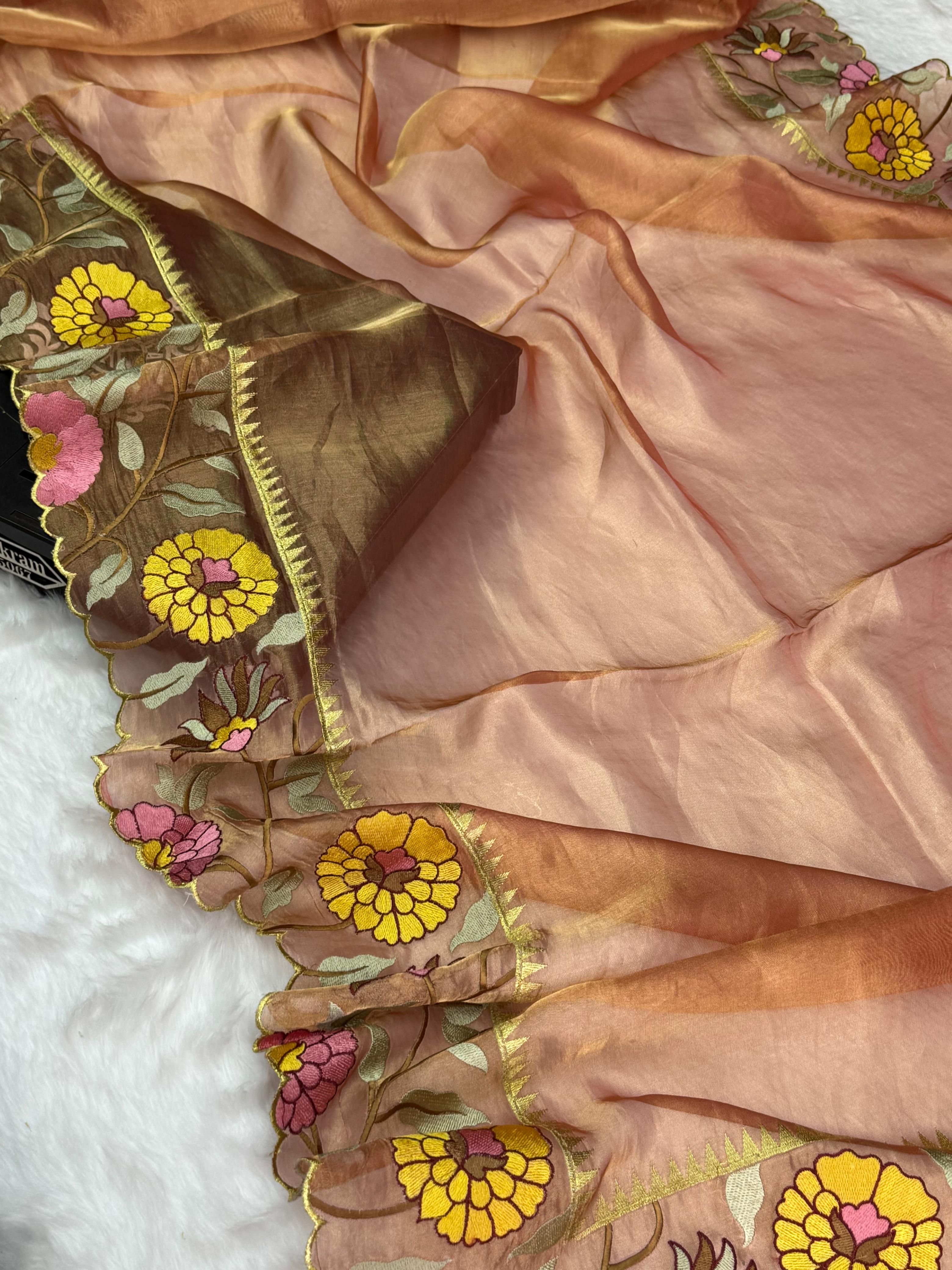 Pure Tissue Silk Banarasi Saree with Embroidery Work