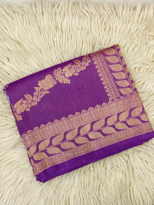 Pure Tussar Handloom Kaduwa Weave Saree Royal Violet ( Noor-e-Tussar )