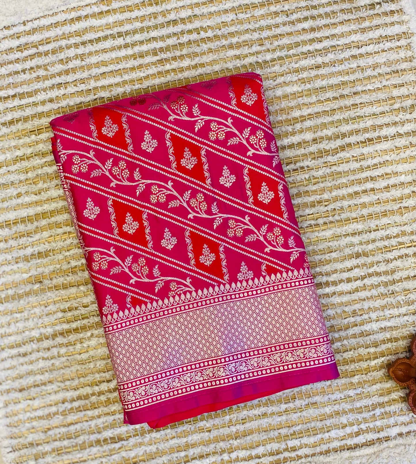 Pure Katan Rangkaat Gharchola Saree Chery Red (Noor-e-Nazaaka)