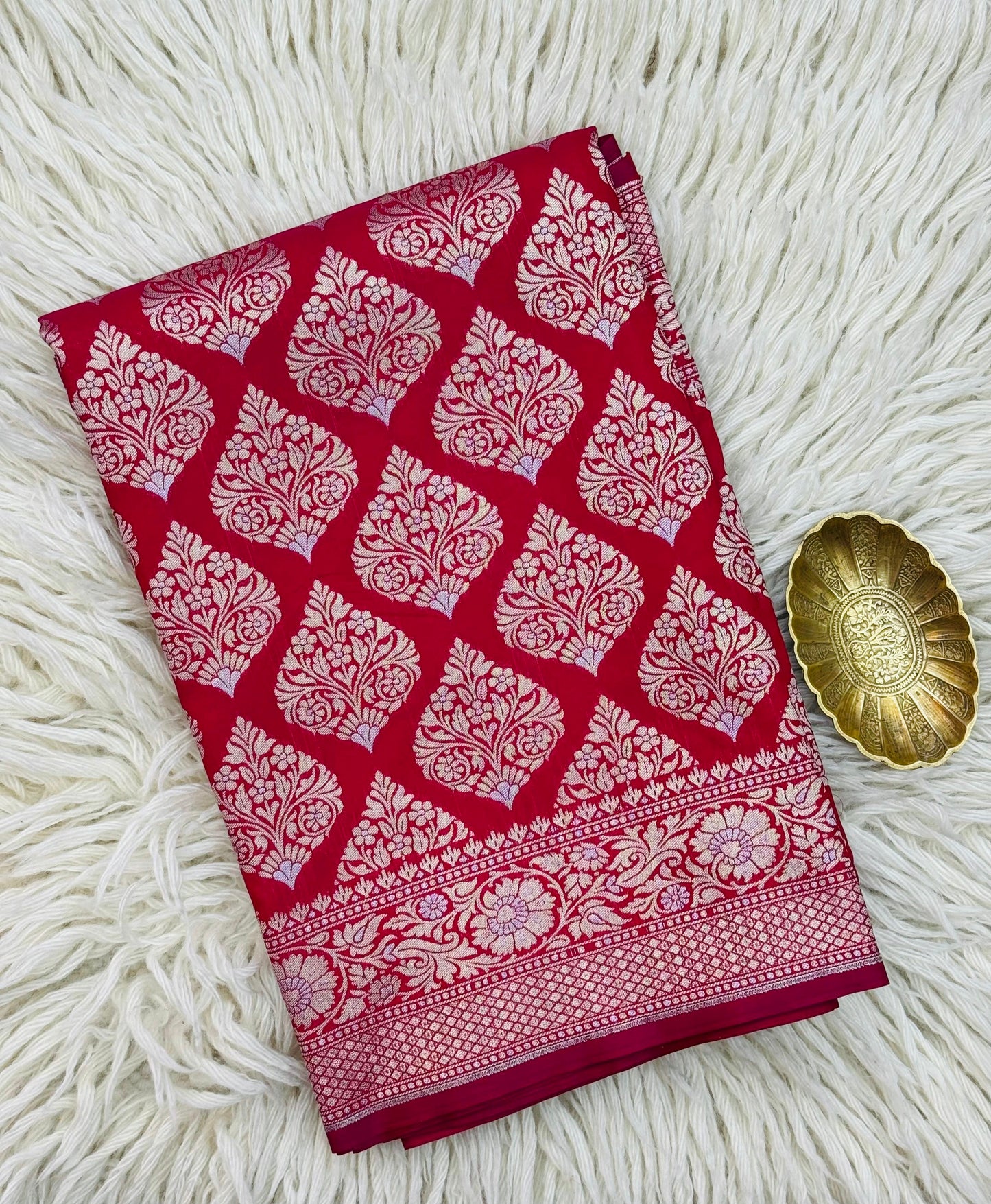 Banarasi Katan Silk Saree Chery Red