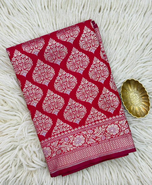 Banarasi Katan Silk Saree Chery Red