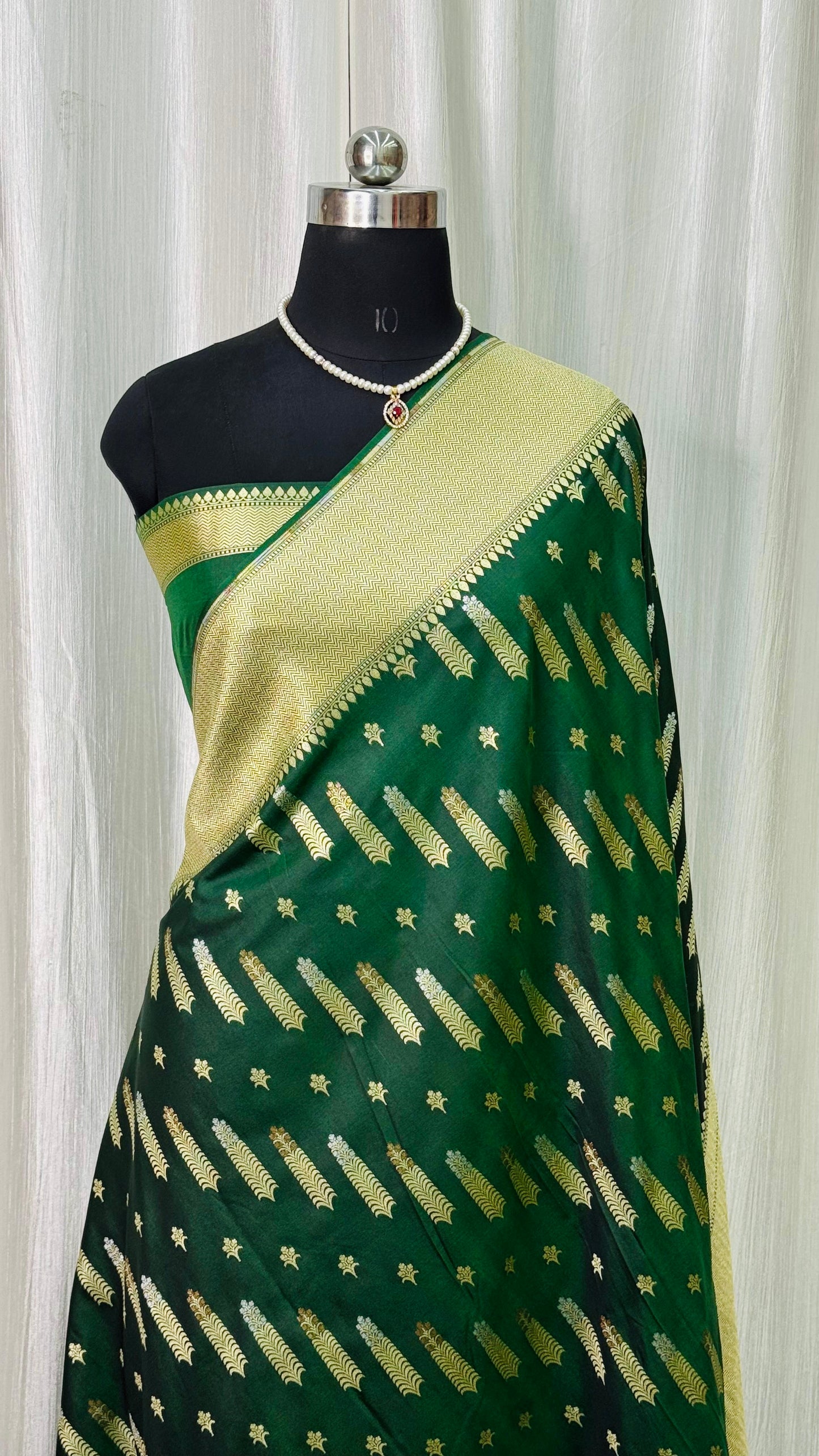 Banarasi Katan Silk Saree Deep Green