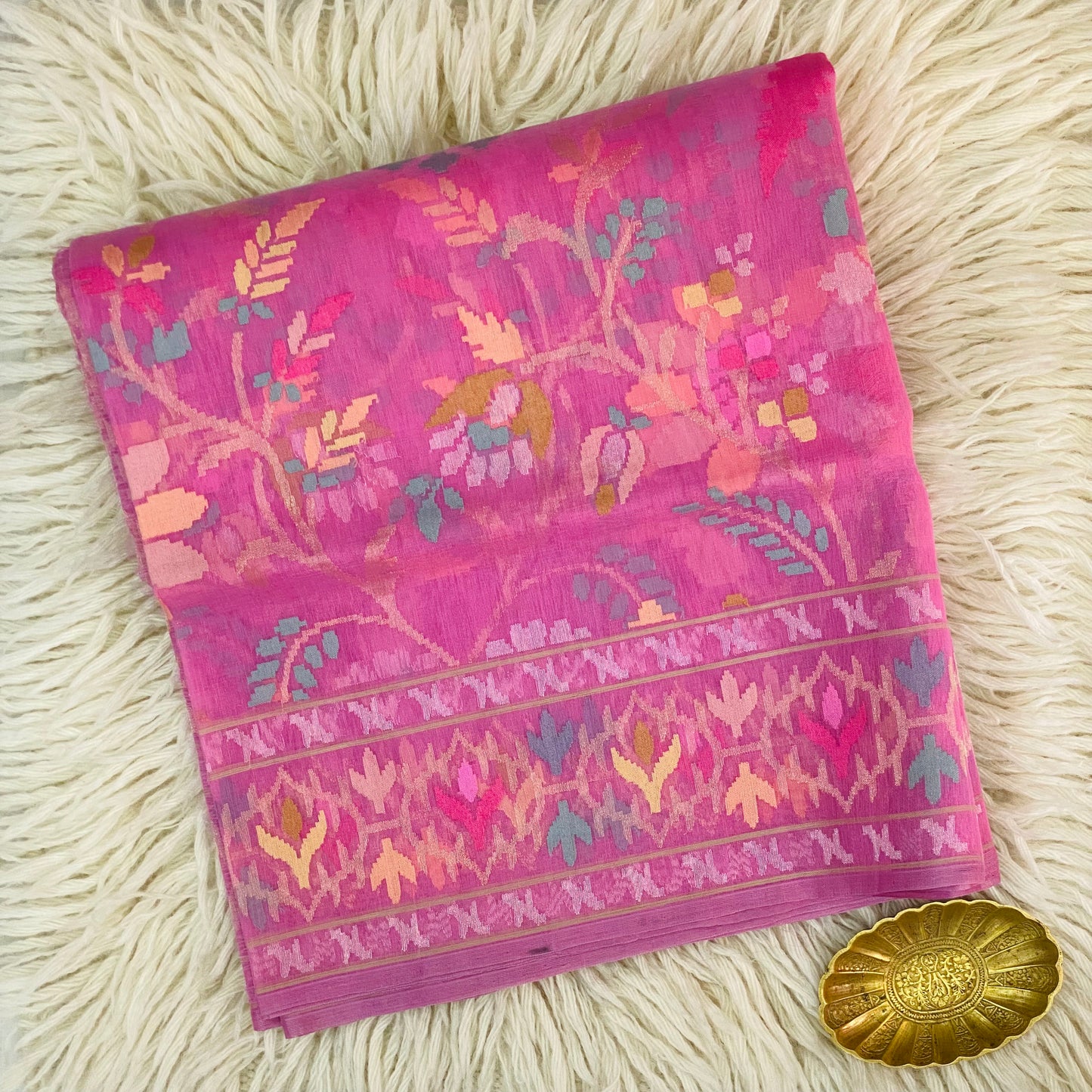 Pure Jamdani Handloom Saree Rose Pink (Jamdaniya)