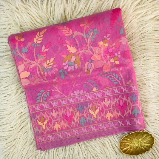 Pure Jamdani Handloom Saree Rose Pink (Jamdaniya)