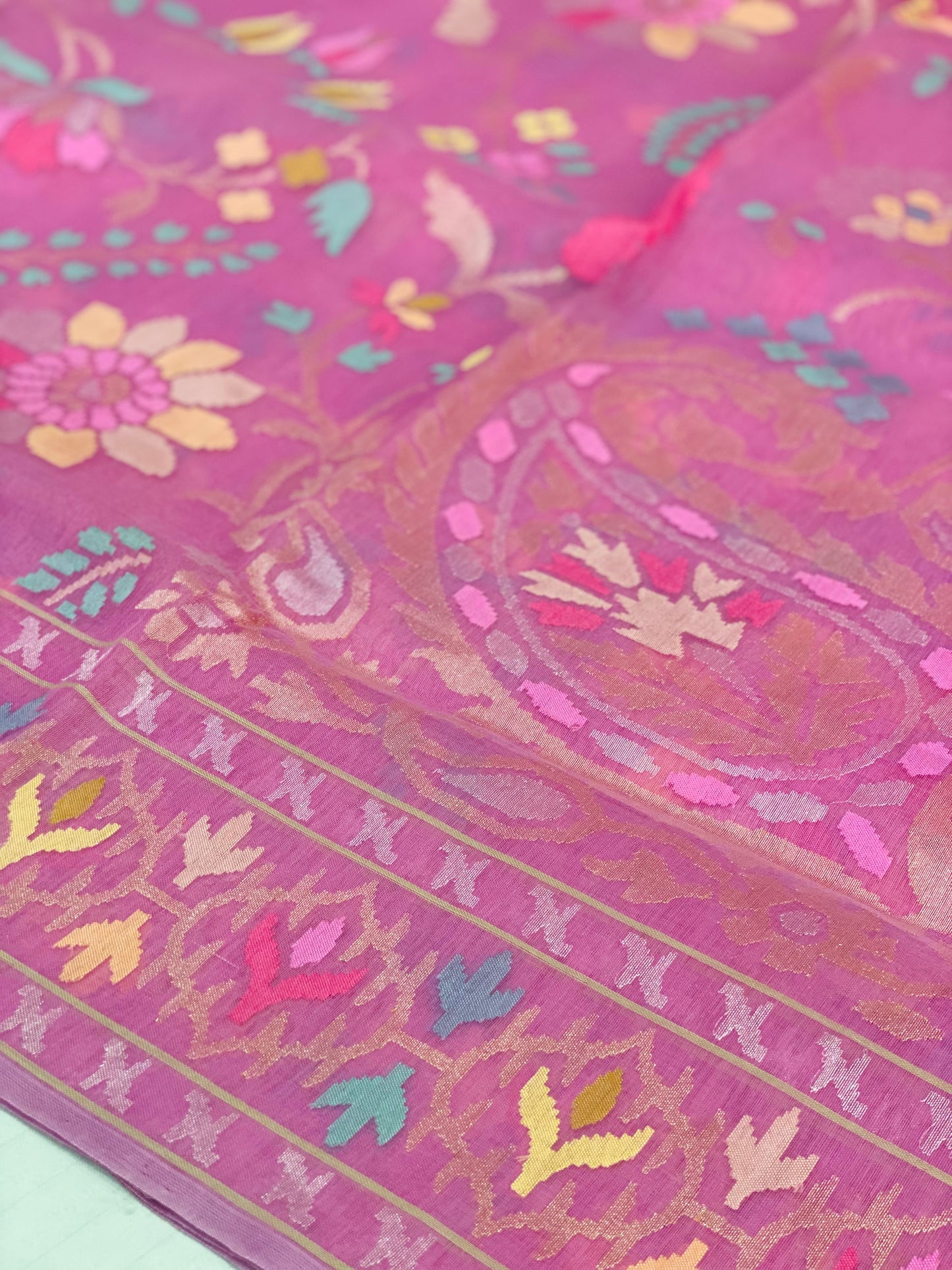 Pure Jamdani Handloom Saree Rose Pink (Jamdaniya)