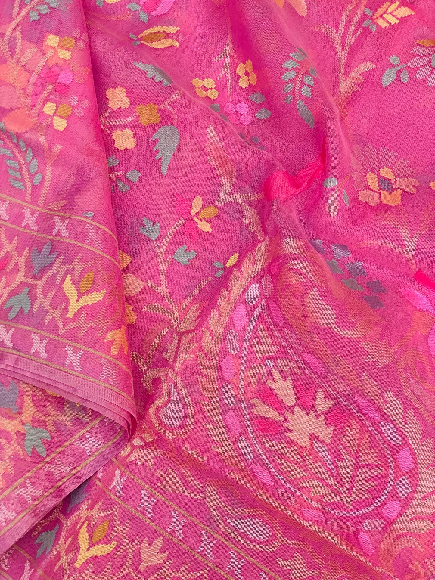 Pure Jamdani Handloom Saree Rose Pink (Jamdaniya)