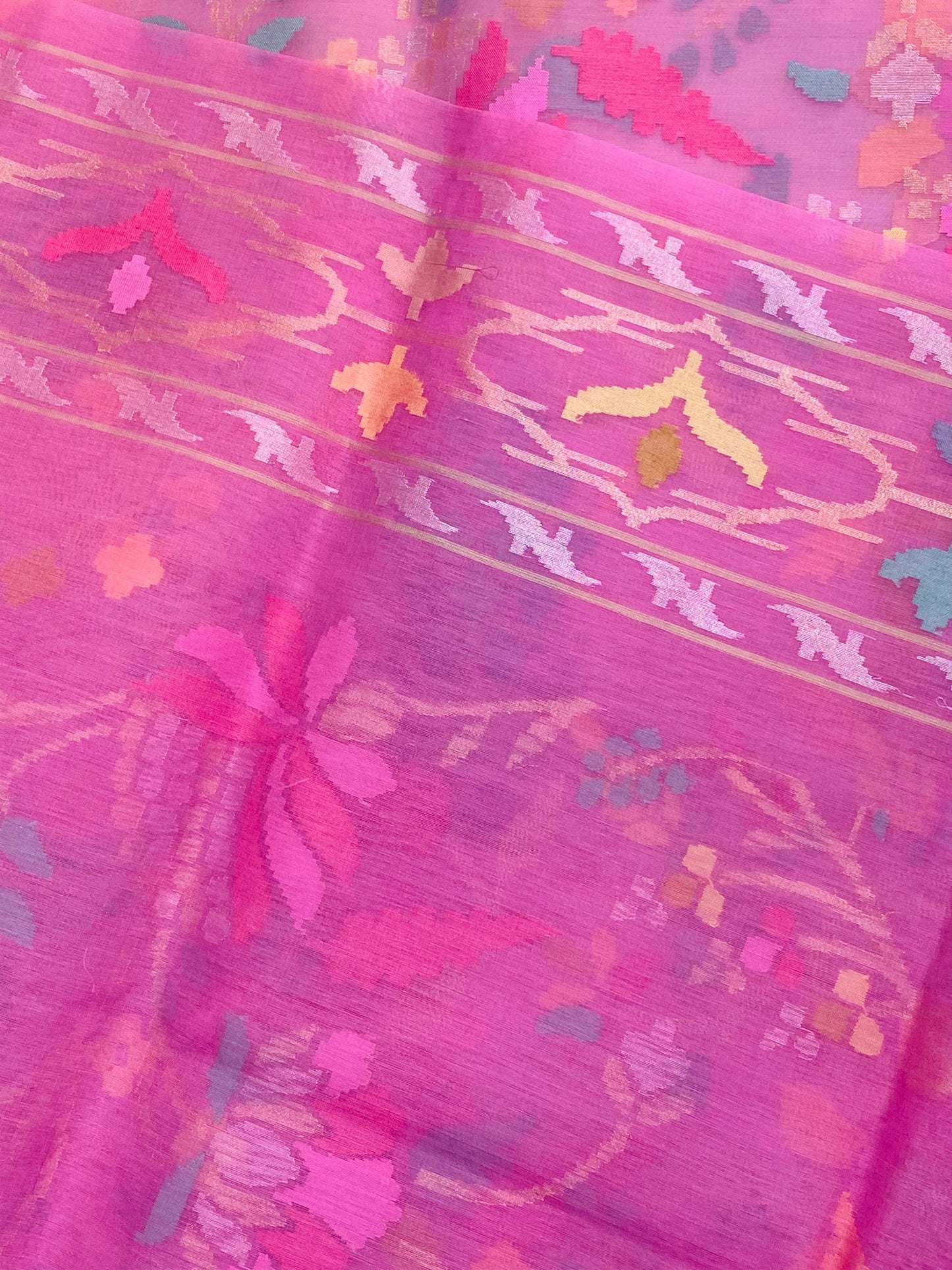 Pure Jamdani Handloom Saree Rose Pink (Jamdaniya)