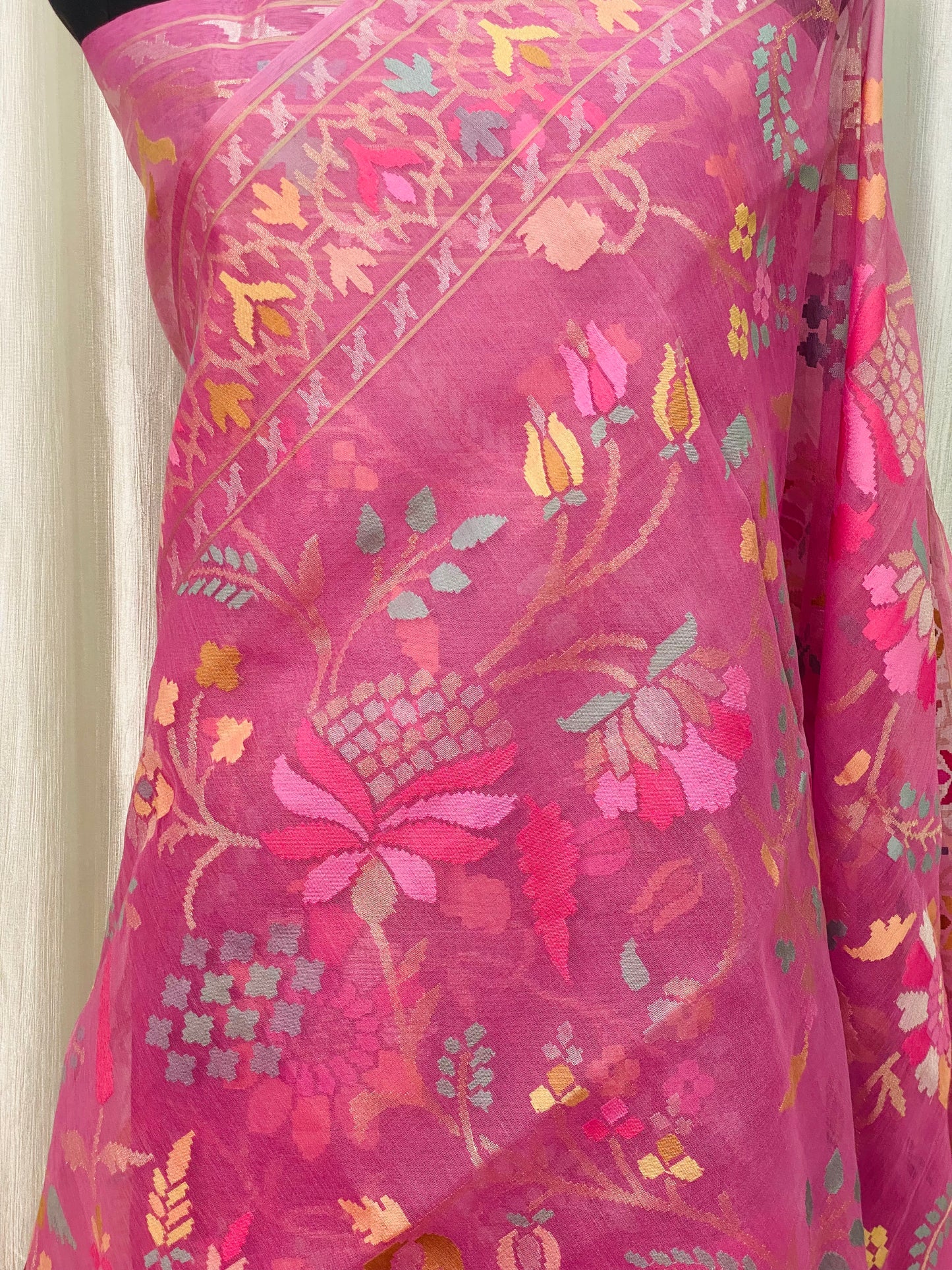 Pure Jamdani Handloom Saree Rose Pink (Jamdaniya)