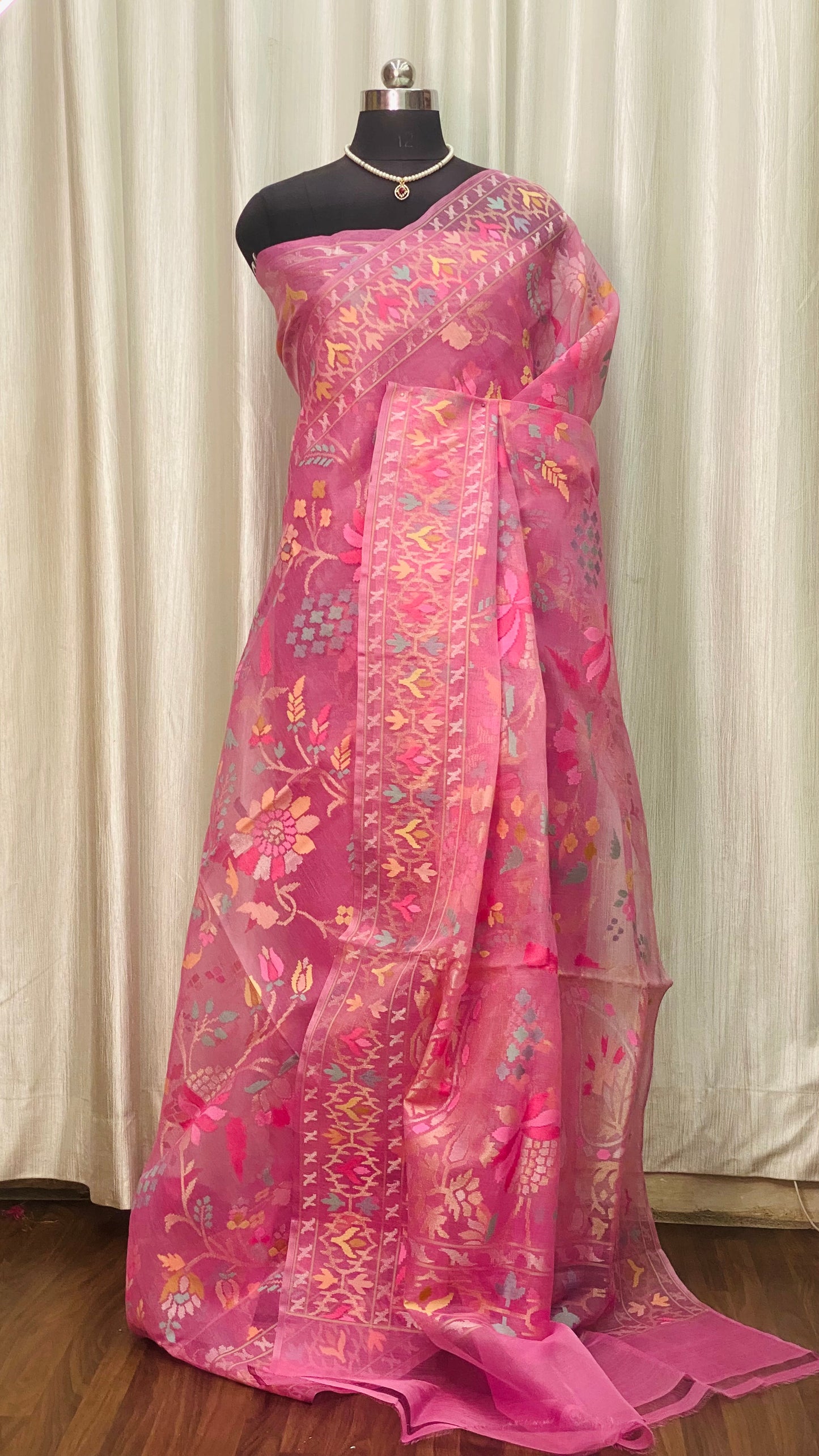 Pure Jamdani Handloom Saree Rose Pink (Jamdaniya)
