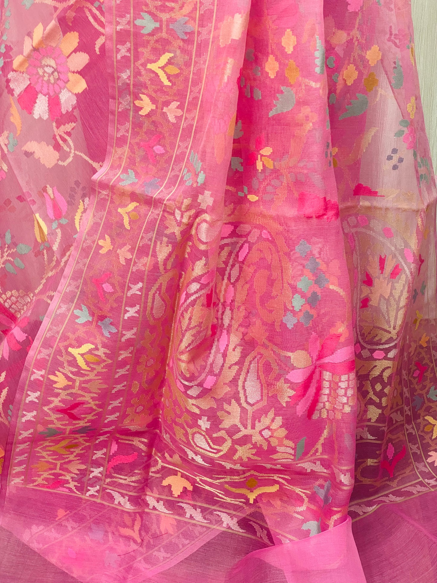 Pure Jamdani Handloom Saree Rose Pink (Jamdaniya)