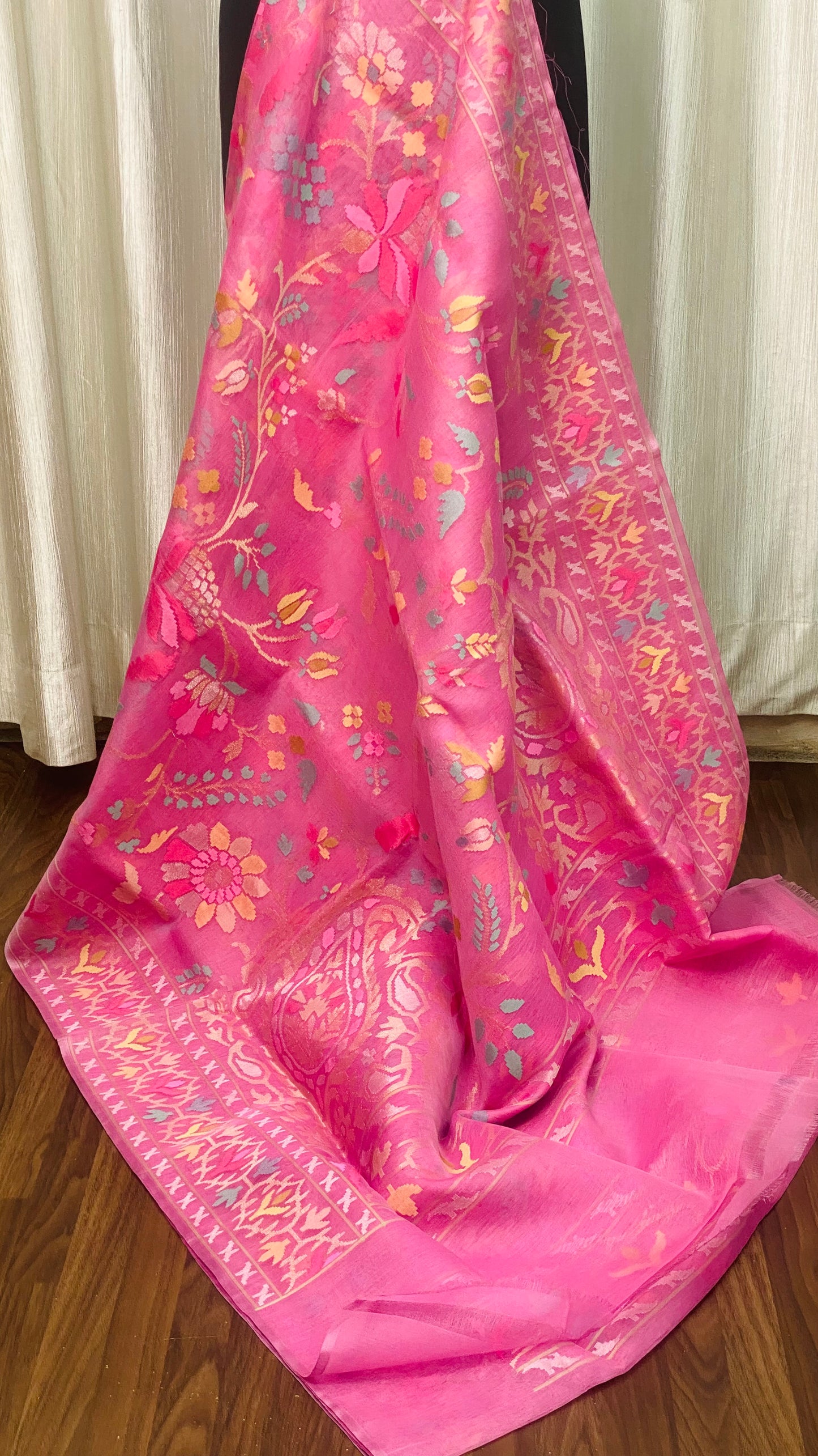 Pure Jamdani Handloom Saree Rose Pink (Jamdaniya)