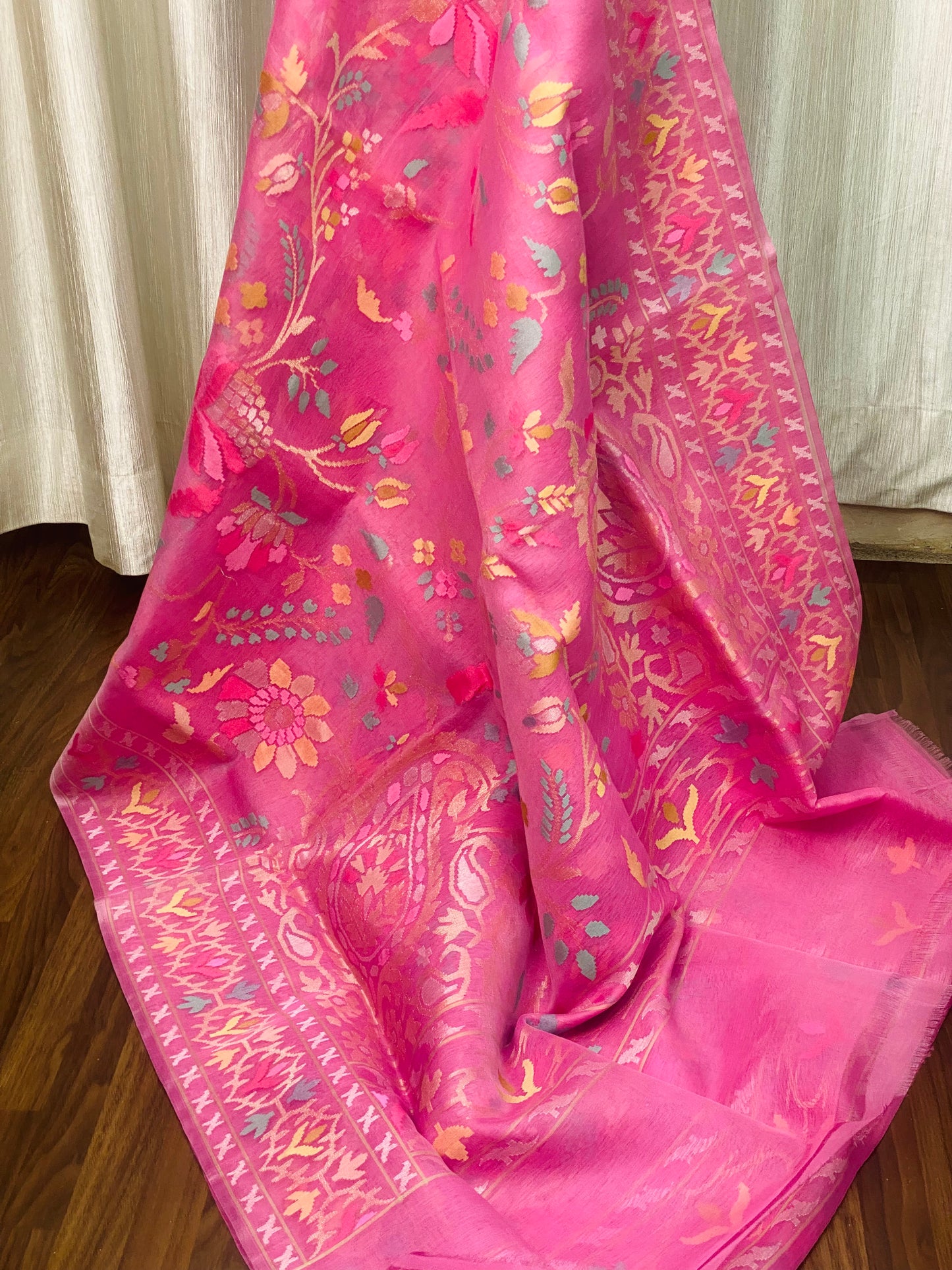 Pure Jamdani Handloom Saree Rose Pink (Jamdaniya)