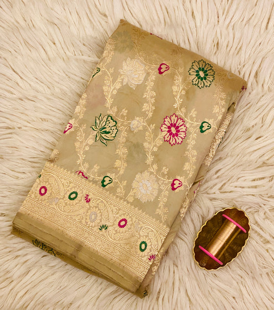 Pure Katan MeenaKari Jaal Saree Tussar (Noor-e-Nazaaka)