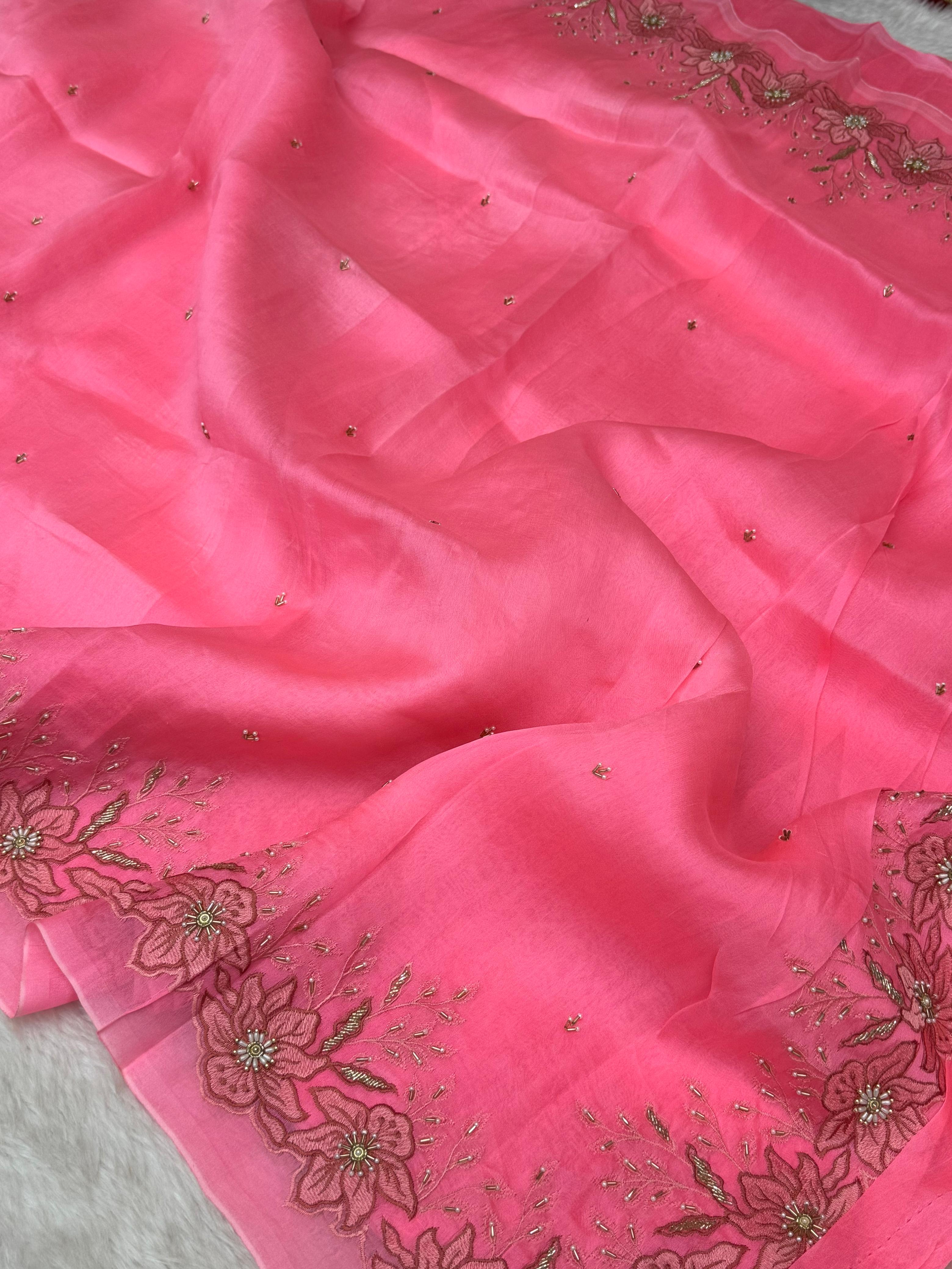 Pure Organza Handwork Banarasi Saree