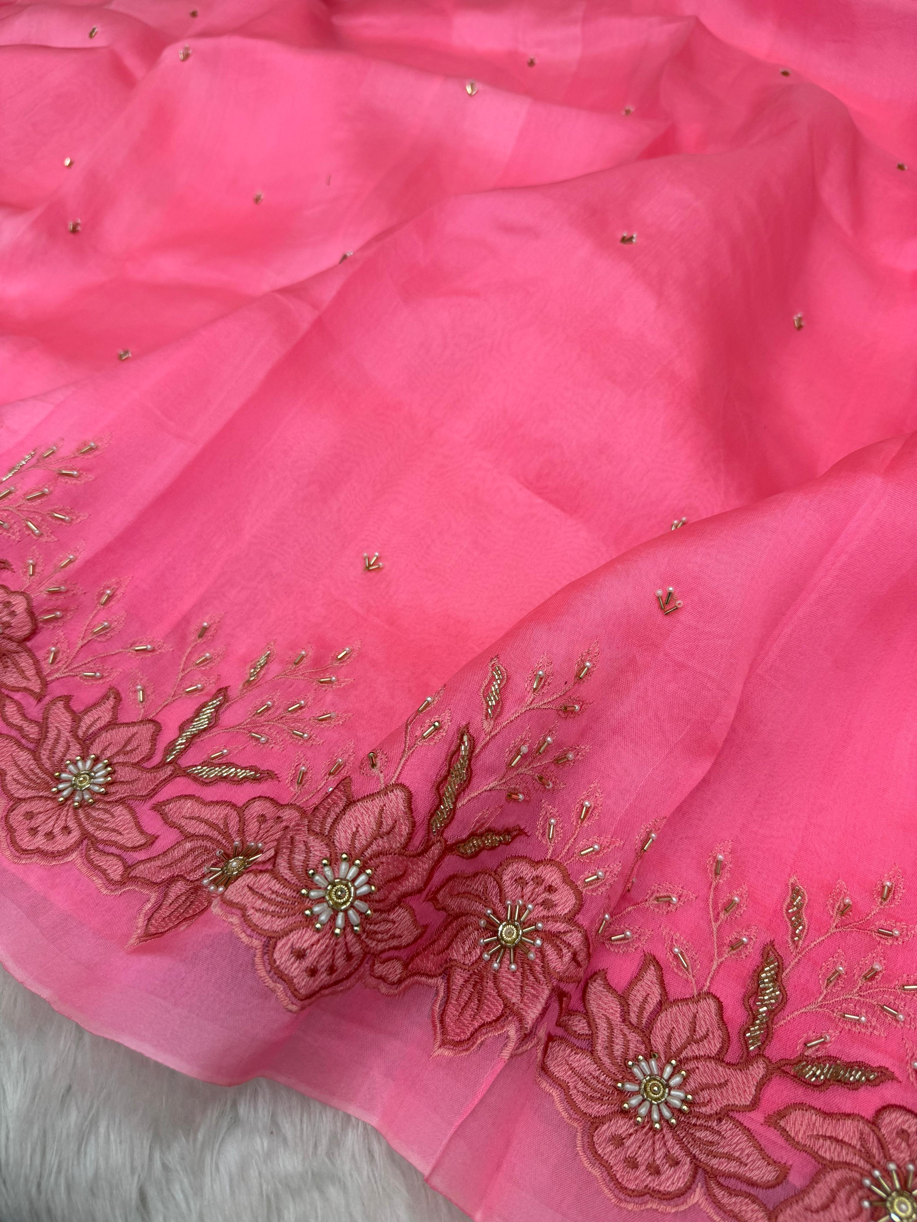 Pure Organza Handwork Banarasi Saree