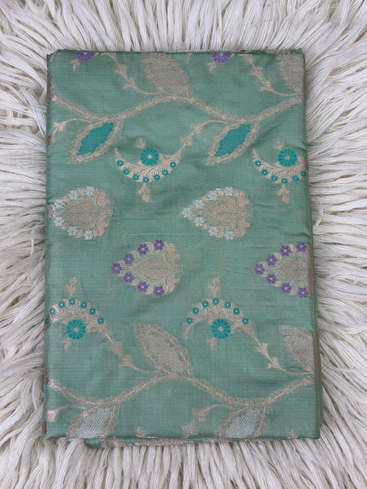 Pure Katan Silk Brocade Meenakari Saree Mint Green (Brocade Meenakshi)