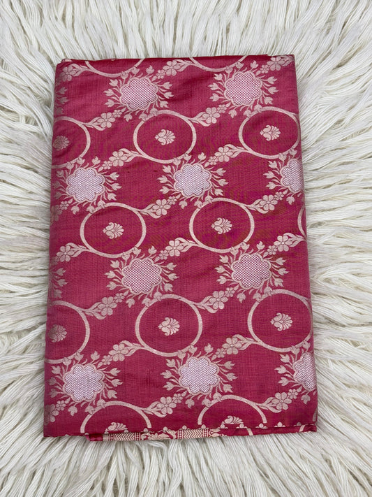 Pure Katan Silk Brocade Meenakari Saree Rose Pink (Brocade Meenakshi)