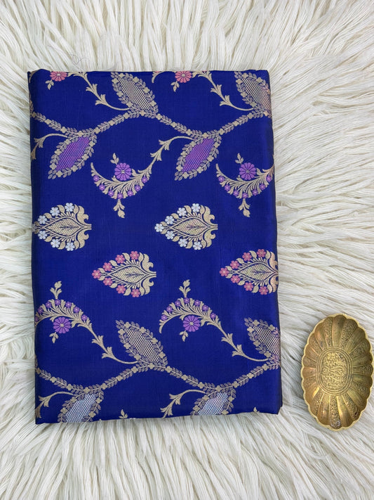 Pure Katan Silk Brocade Meenakari Saree Royal Blue (Brocade Meenakshi)