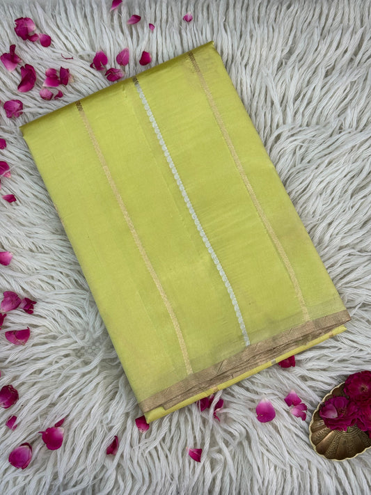 Pure Raw Mango Handloom Saree Lemon Yellow (Resham Aam)